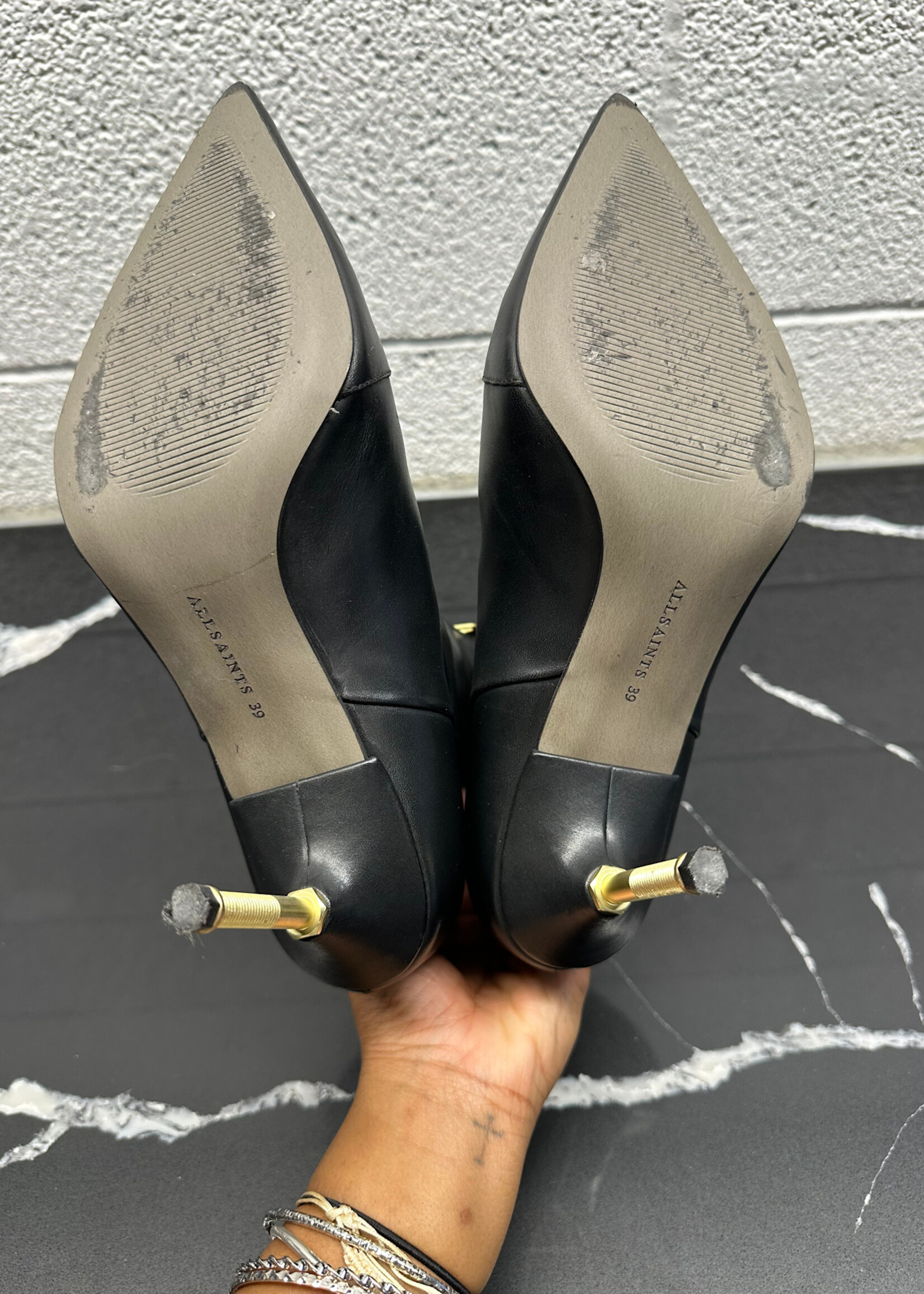 Allsaints Gold Screw Heel Boot 8.5 Fem