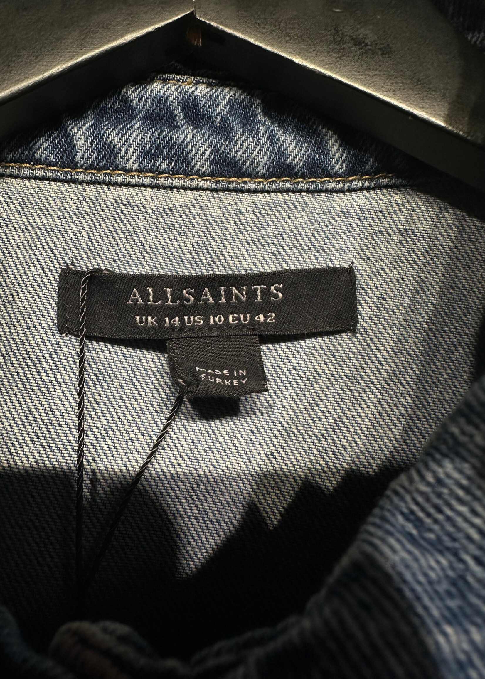 Allsaints Denim Pleated Blouse L Fem