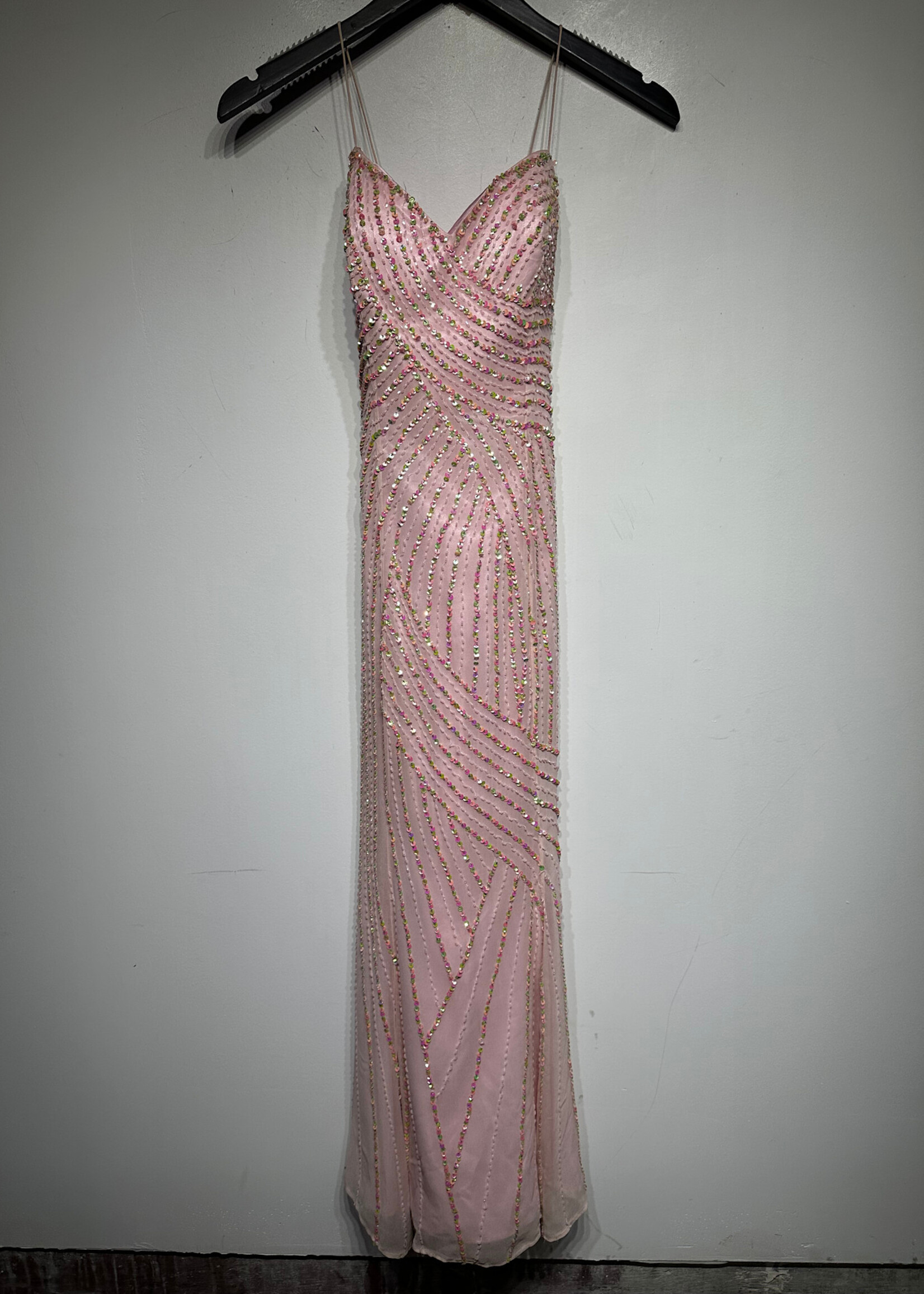 Rico Designs Pink Green Sequin Maxi Dress M