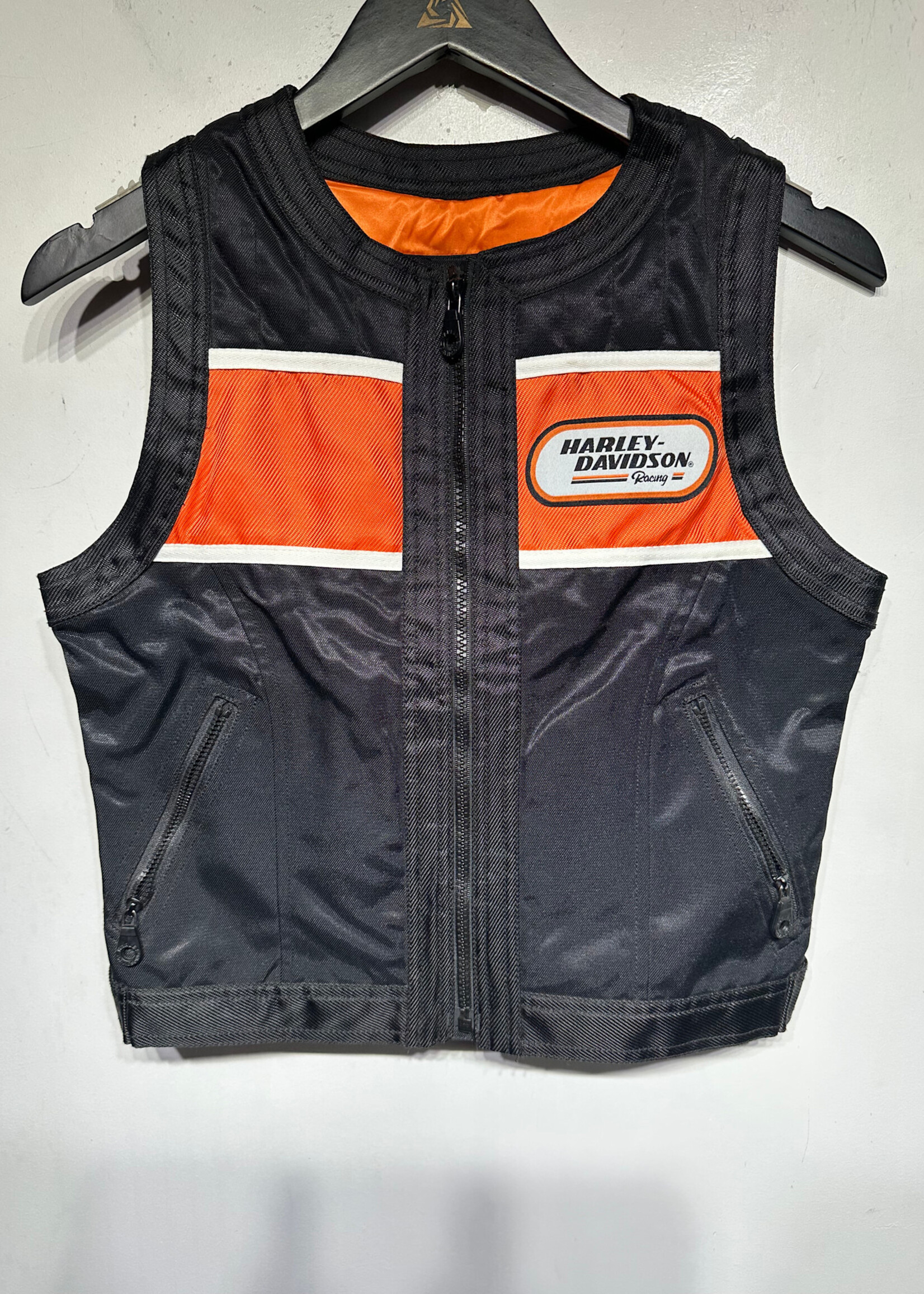 Harley Davidson Orange Black Nylon Vest XS Fem