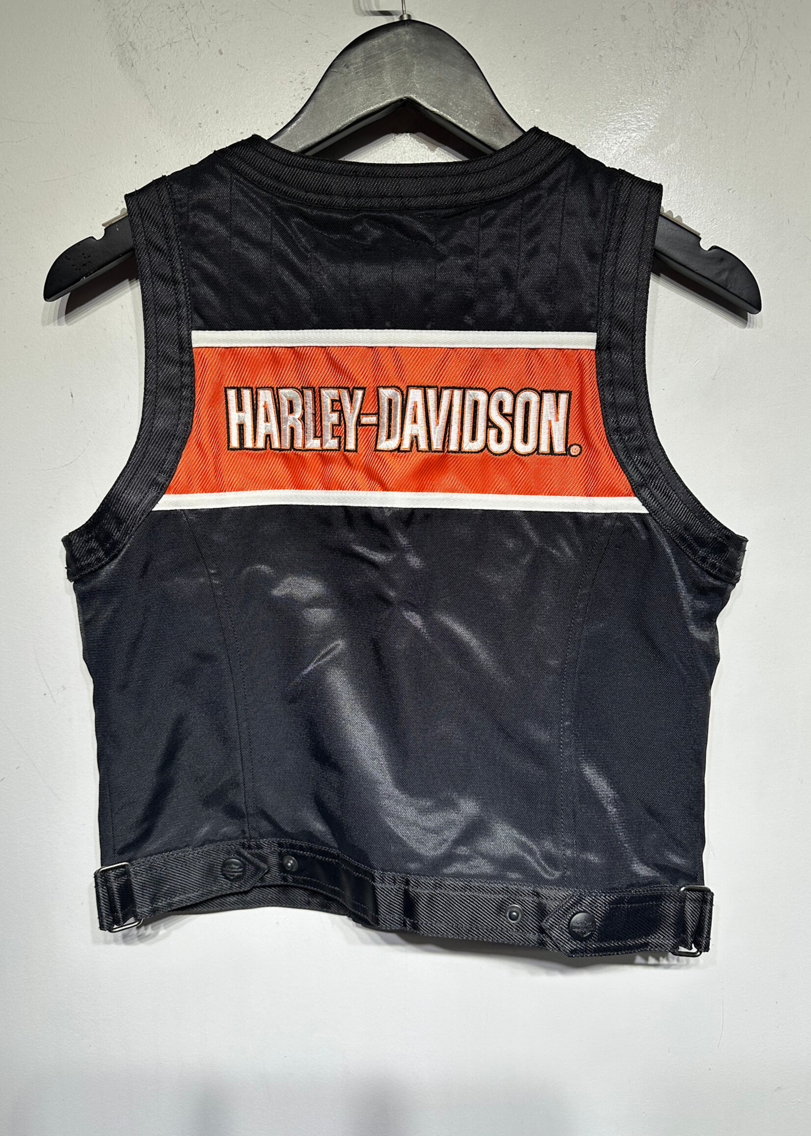 Harley Davidson Orange Black Nylon Vest XS Fem