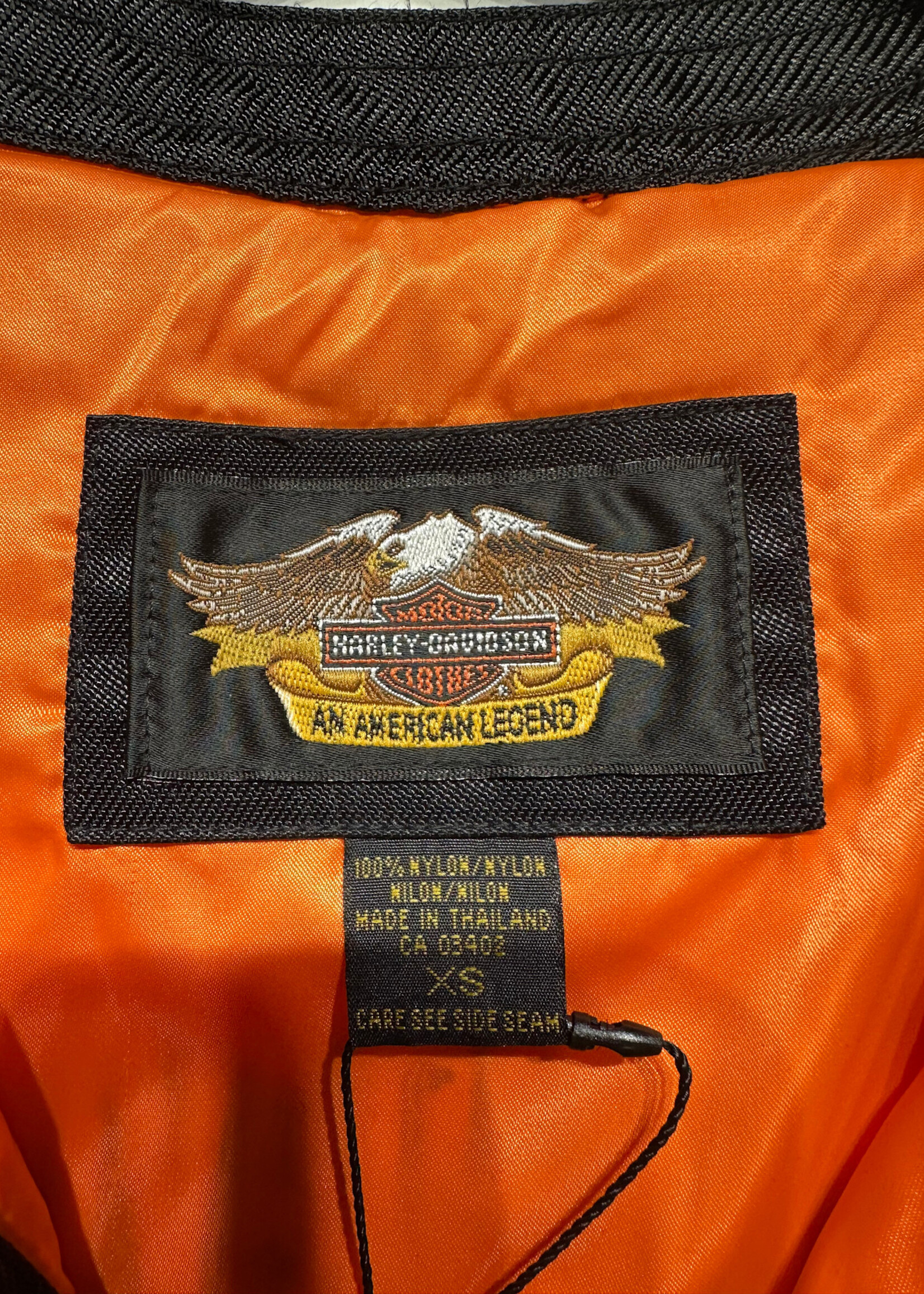 Harley Davidson Orange Black Nylon Vest XS Fem