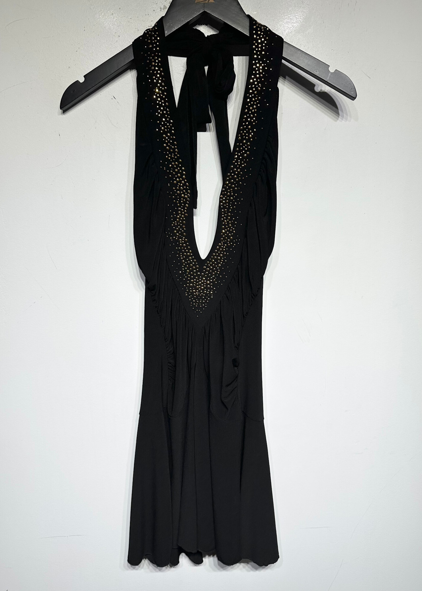 Entry Black Gold Haulter Dress L Fem