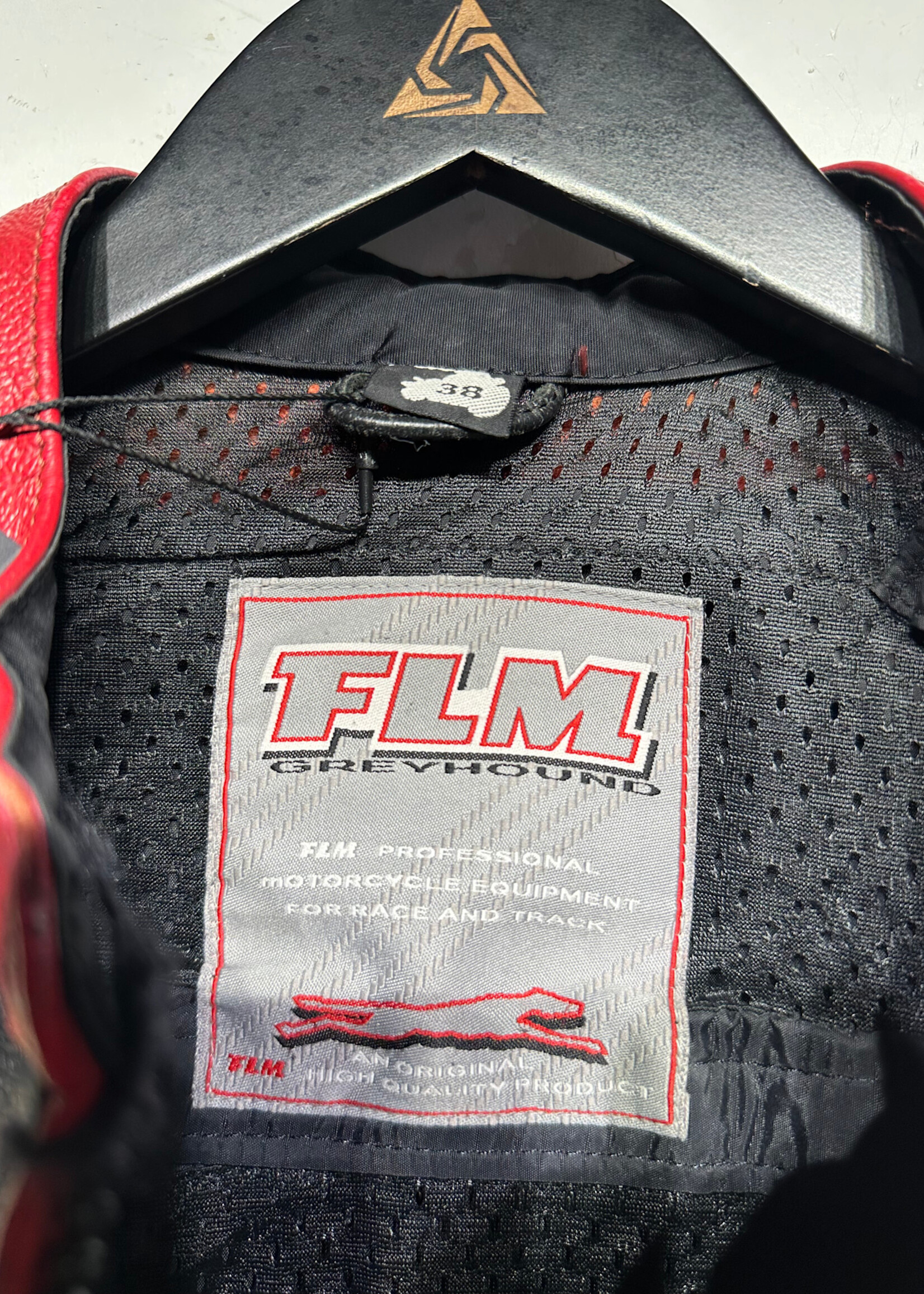 FLM Red Black Biker Jacket Fem S