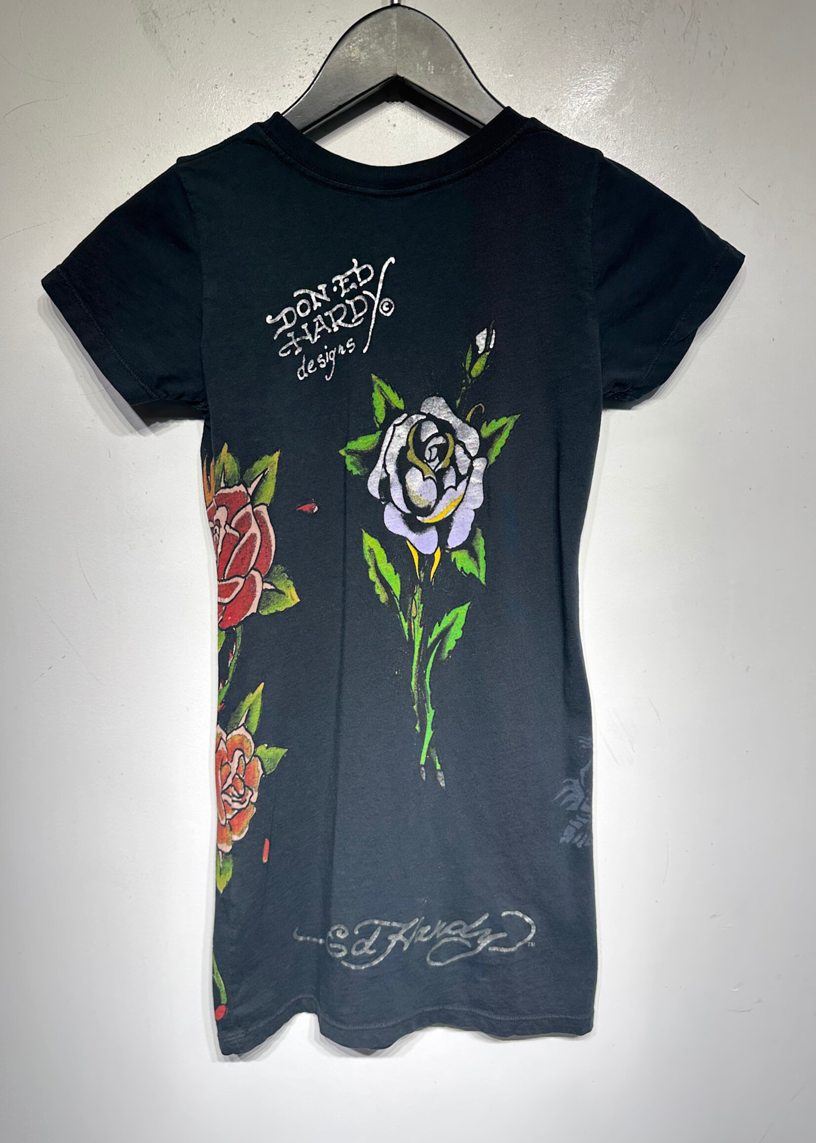 Ed Hardy Y2K LA Black Long Tee XS AS IS