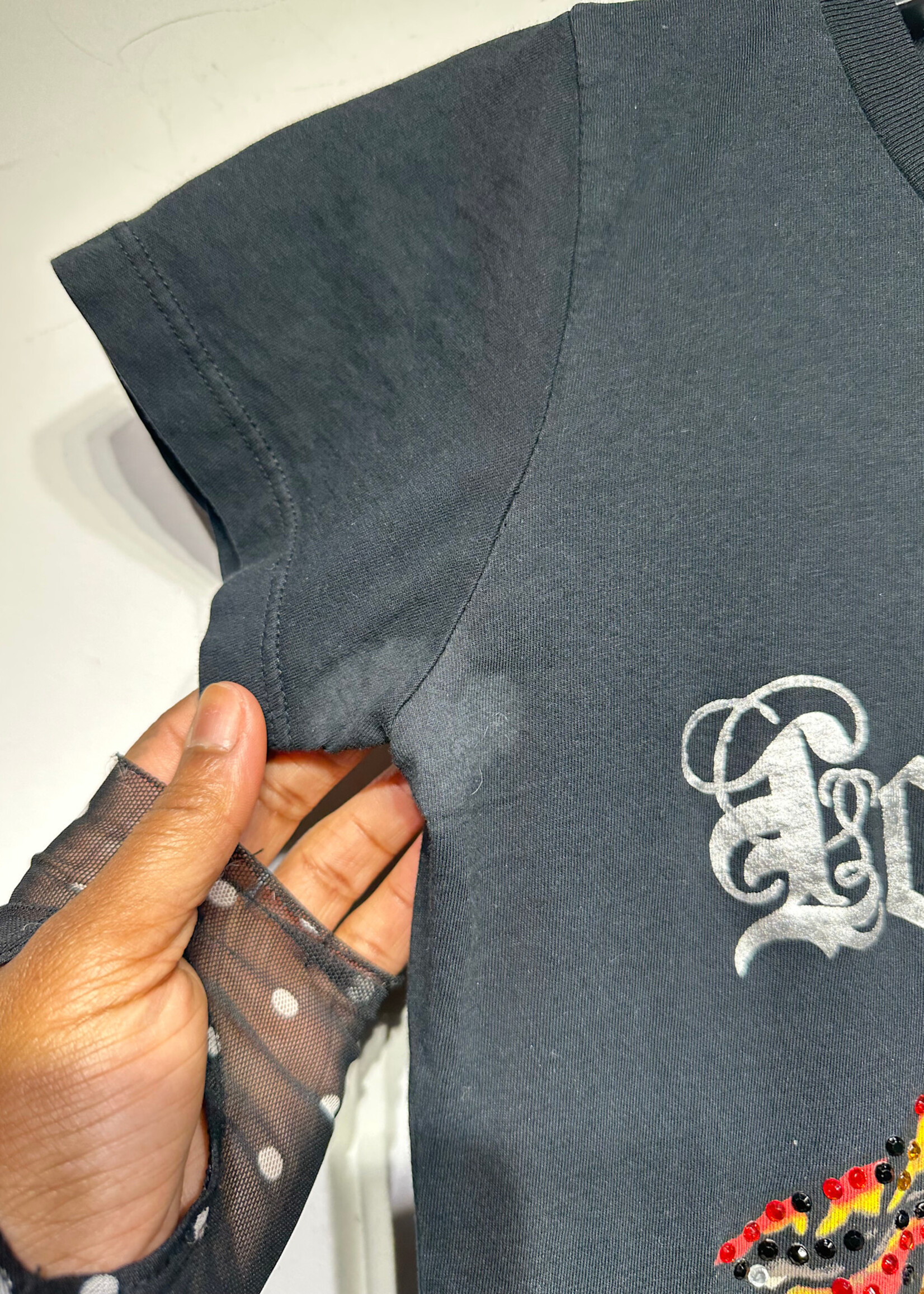 Ed Hardy Y2K LA Black Long Tee XS AS IS