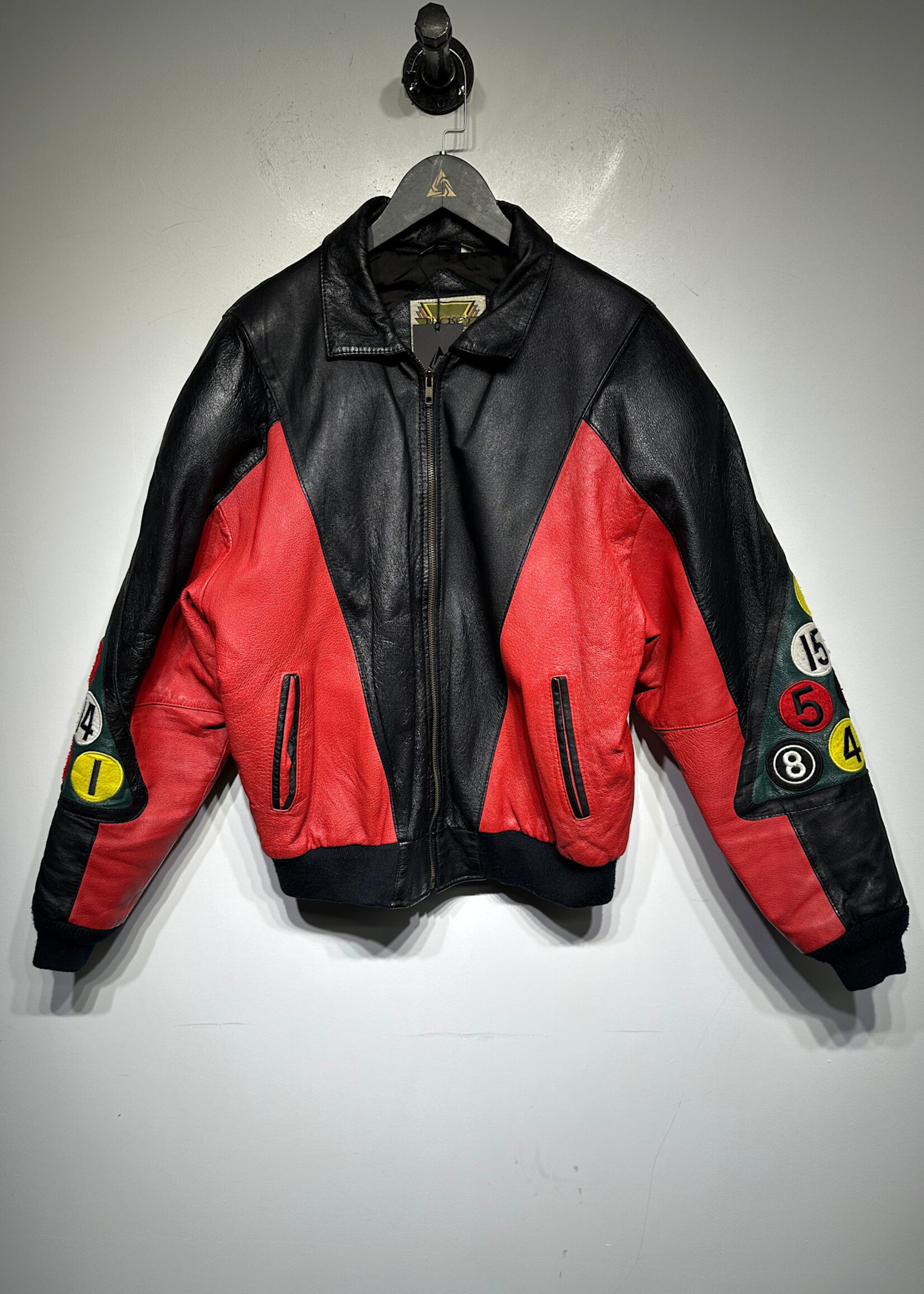 Phases Vintage Pool Balls Leather Jacket L