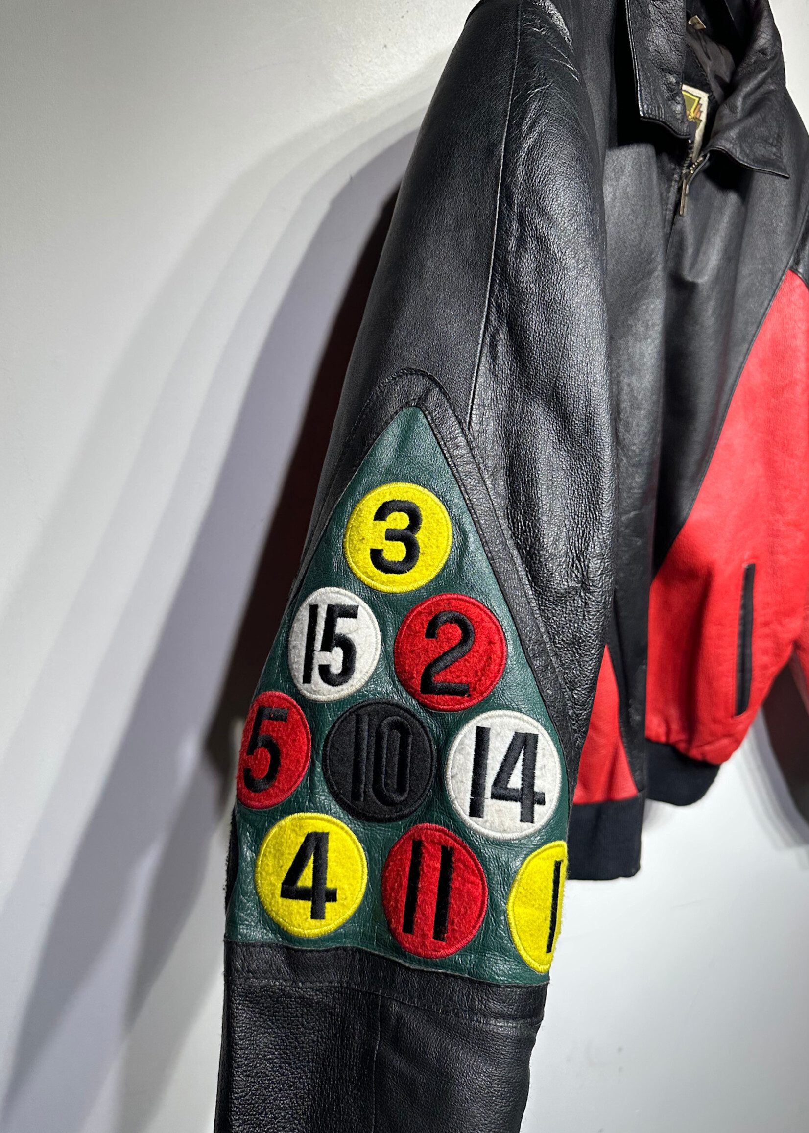 Phases Vintage Pool Balls Leather Jacket L