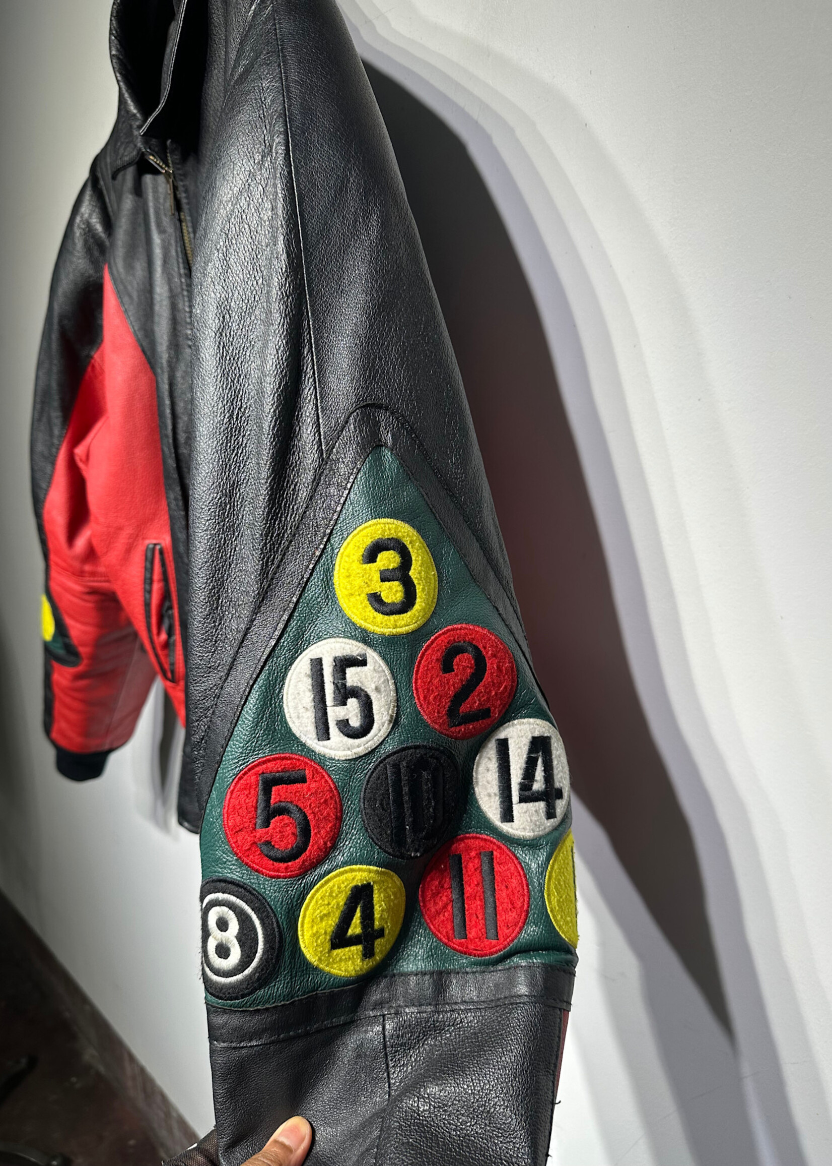 Phases Vintage Pool Balls Leather Jacket L