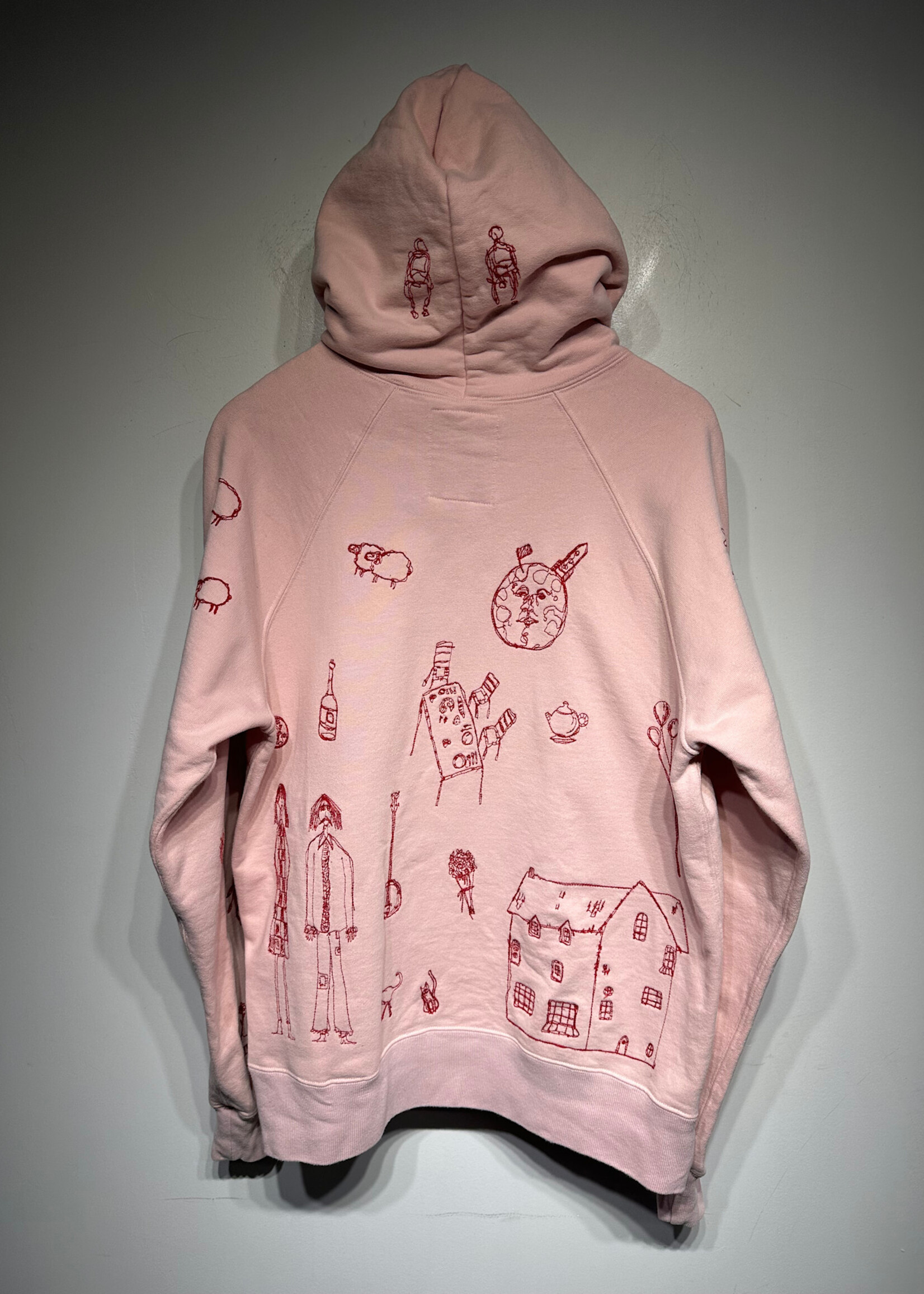 Samuel Zelig Pink Red Embroidery Hoodie M Masc