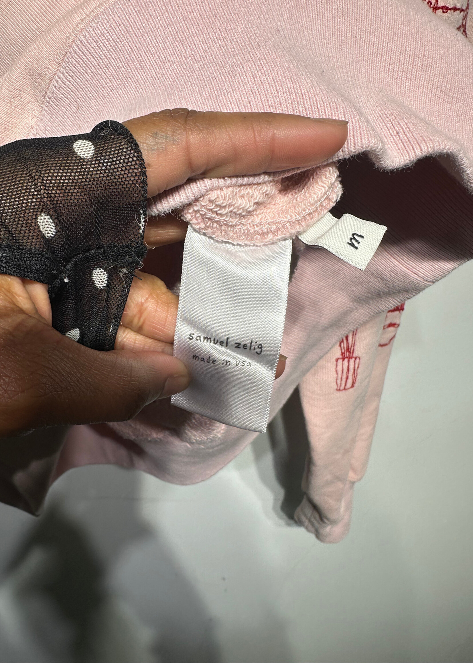 Samuel Zelig Pink Red Embroidery Hoodie M Masc