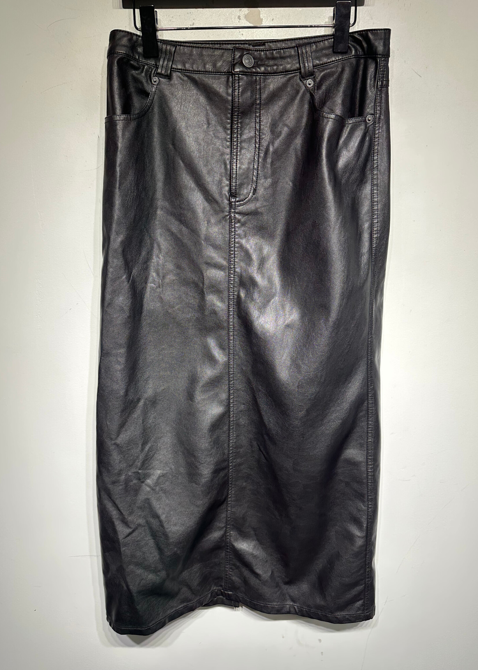 NWT Free People Black Faux Leather Maxi Skirt 29