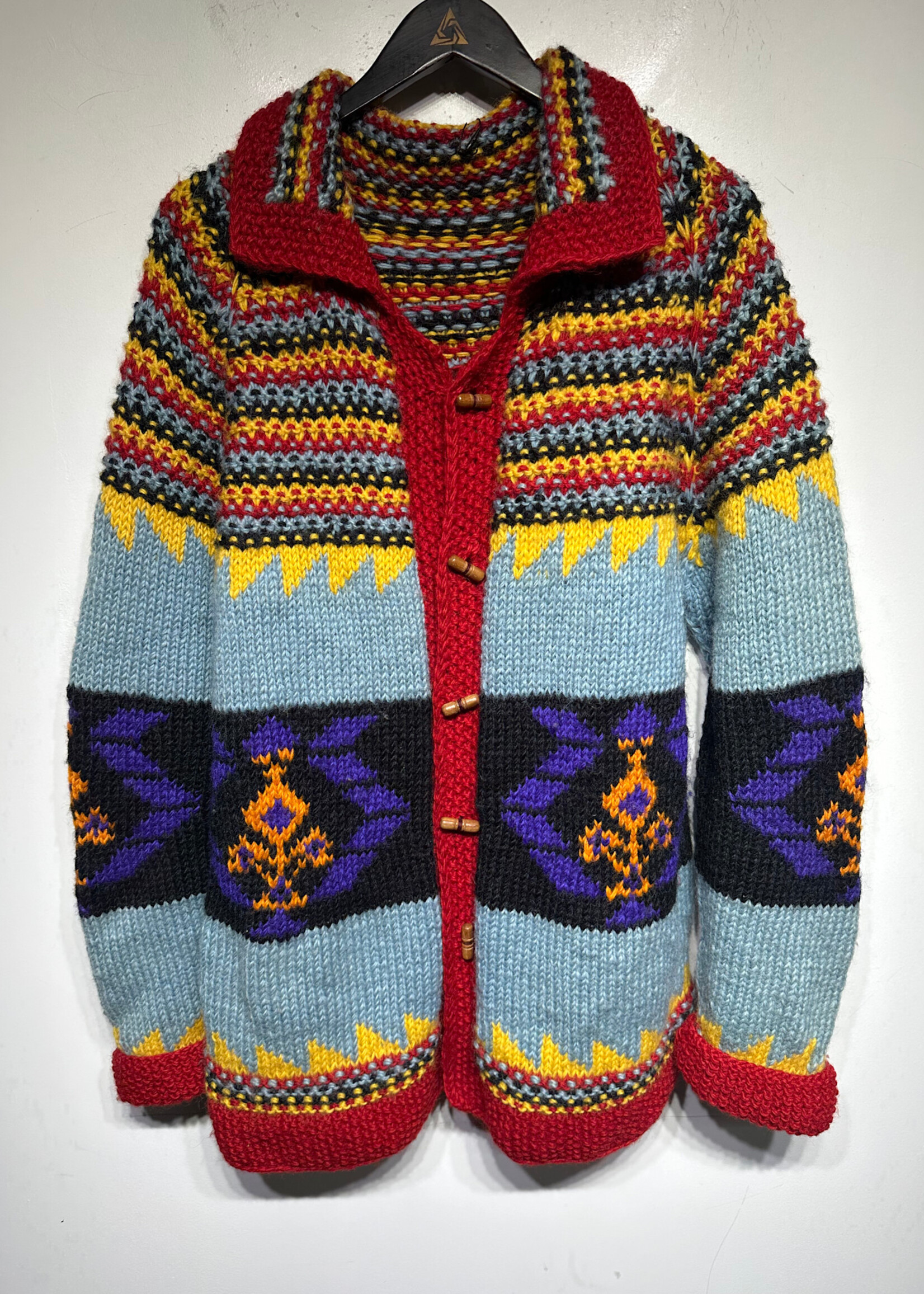 Handmade Multicolor Knit Cardigan Masc L/XL