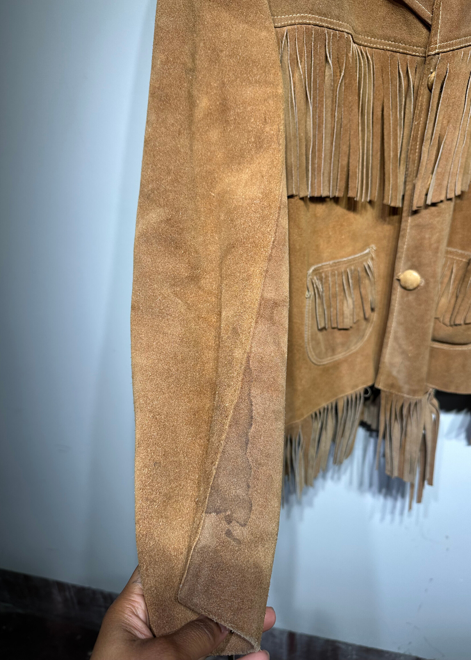 Oly's Vintage Brown Suede Fringe Jacket L AS IS
