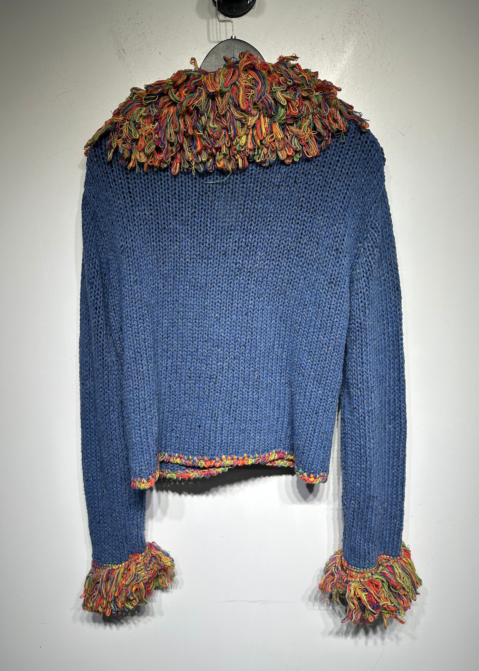 Unif Blue Multicolor Fringe Sweater L