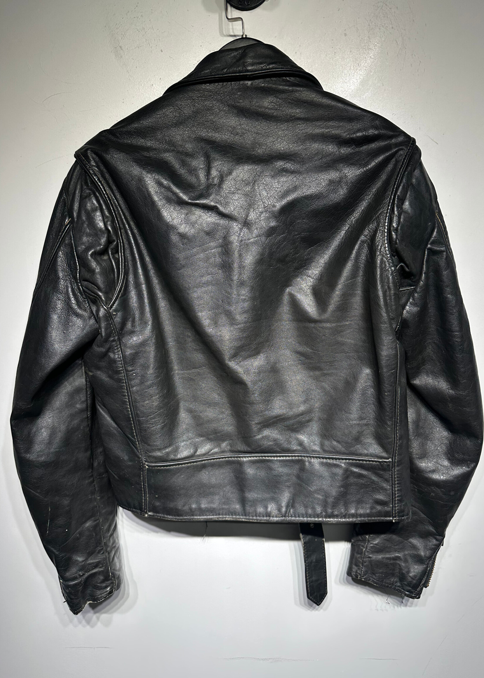 Vintage Crop Leather Biker Jacket Masc S AS IS
