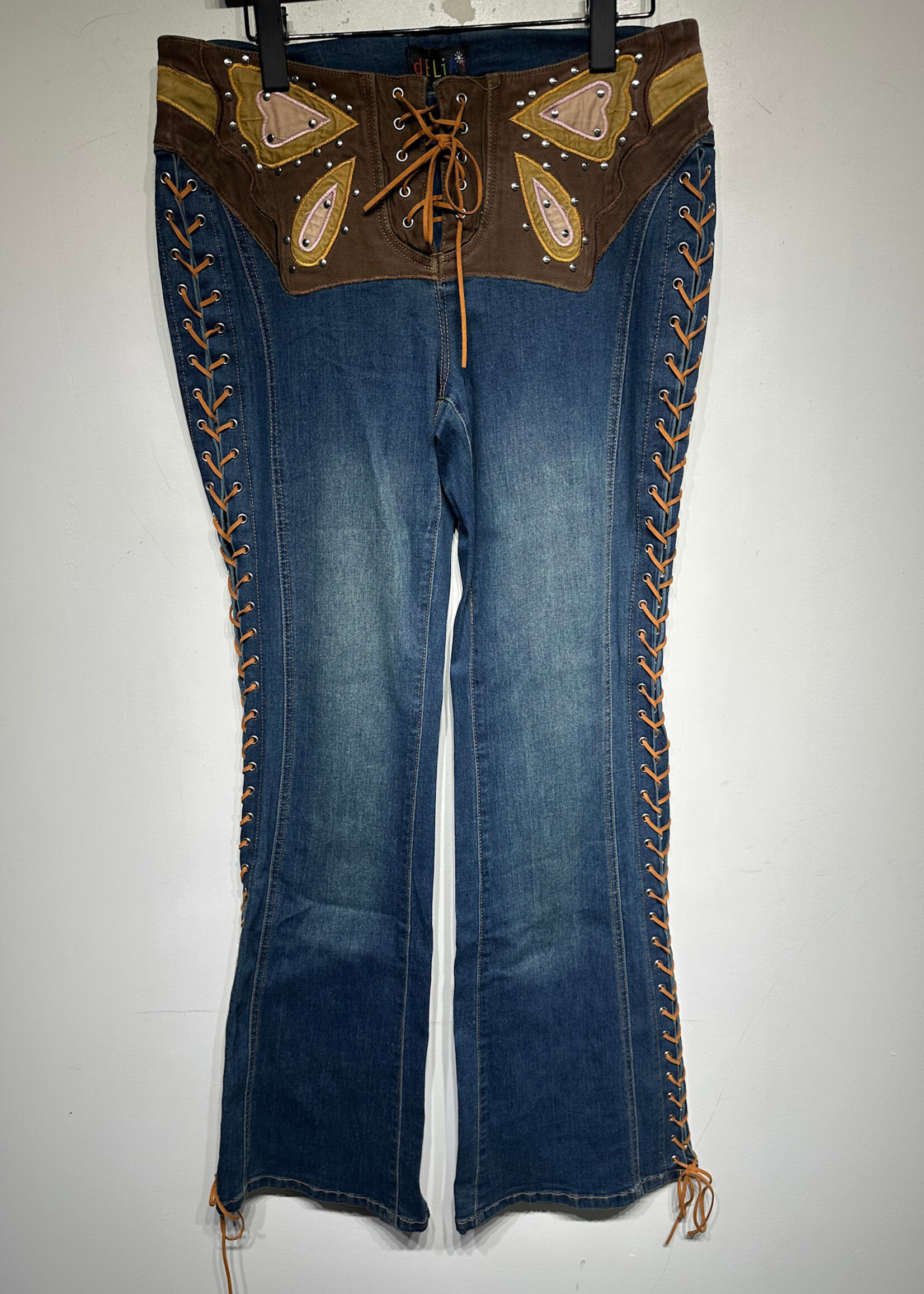Delias Butterfly Detail Lace Up Flares 32