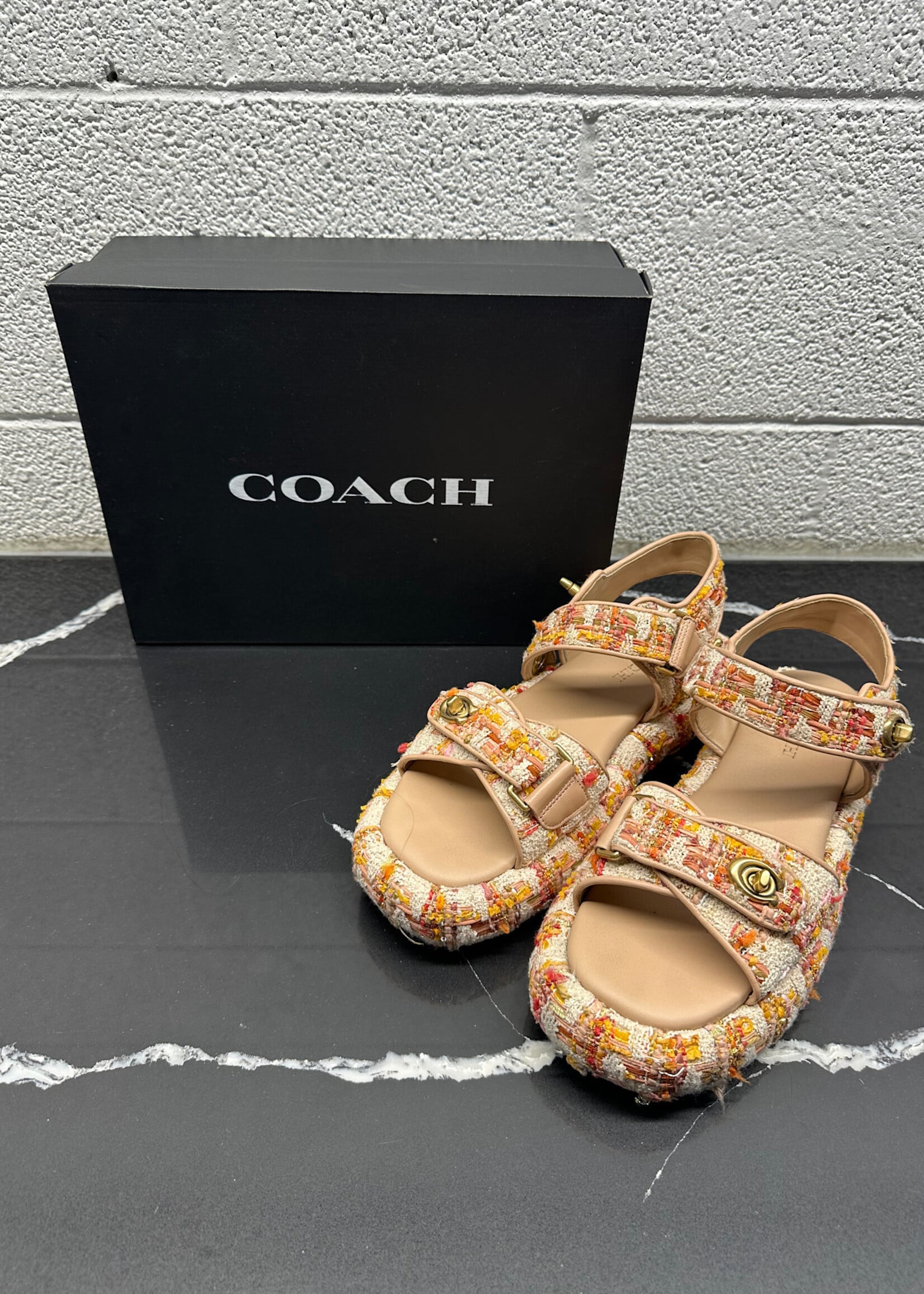 Coach Pink Tweed Sandals 8