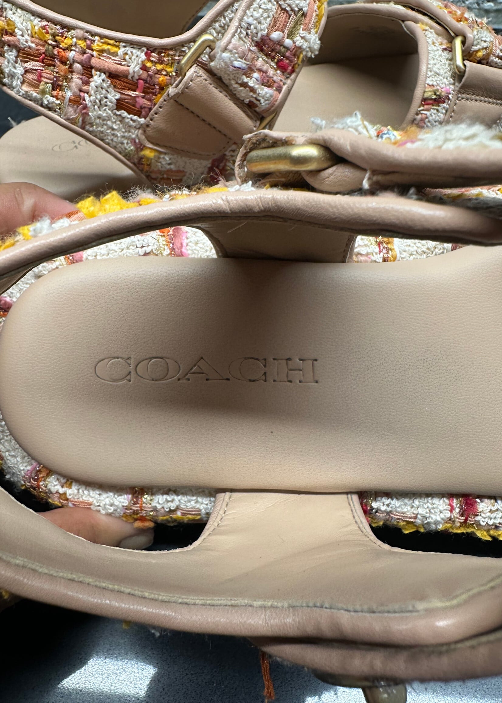 Coach Pink Tweed Sandals 8