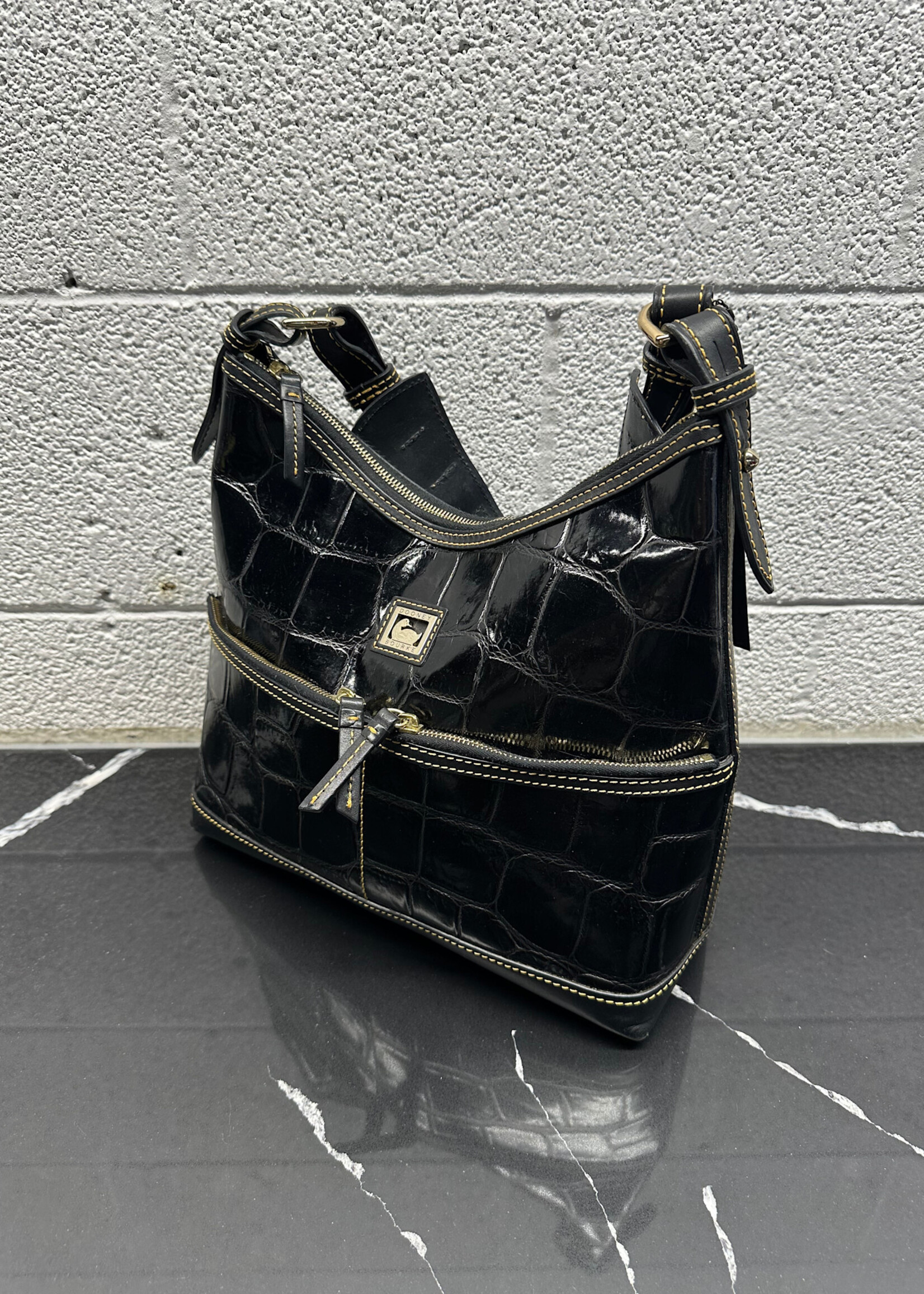 Dooney & Bourke Black Croc Shoulder Bag