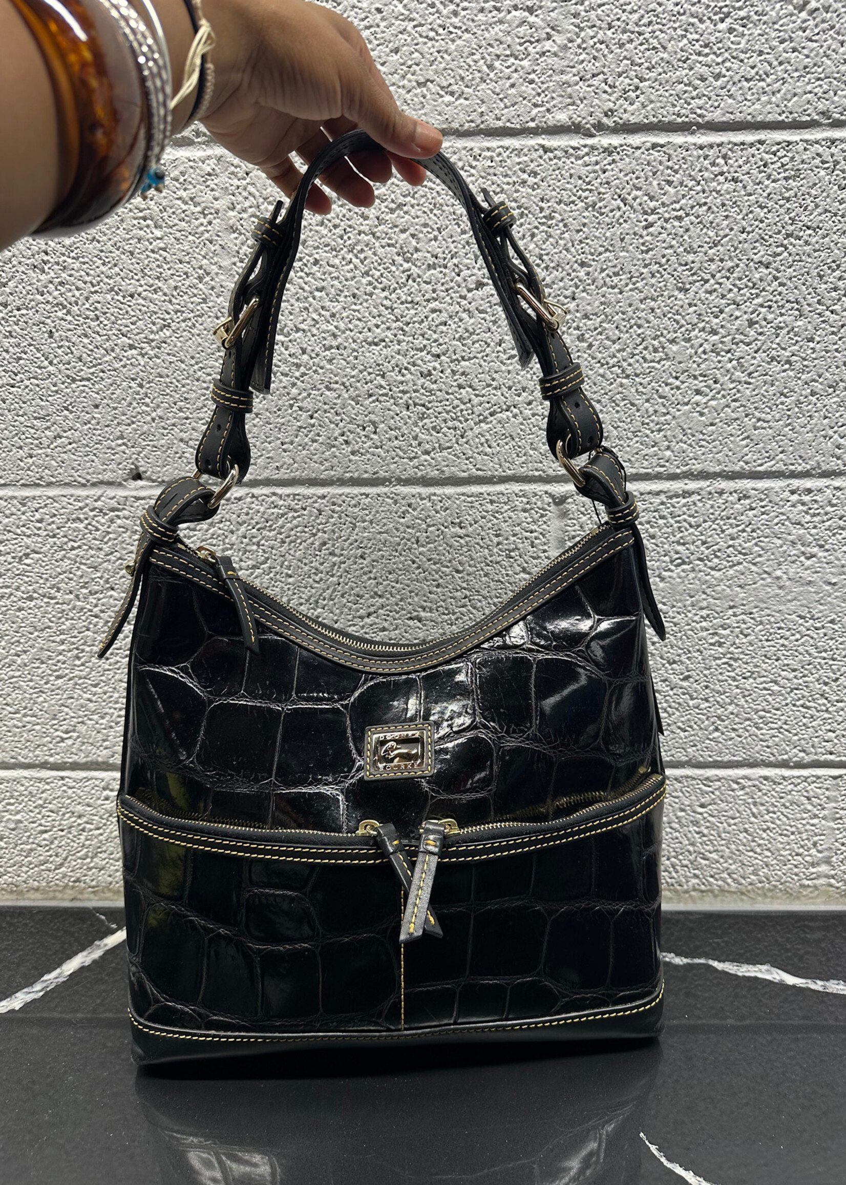 Dooney & Bourke Black Croc Shoulder Bag