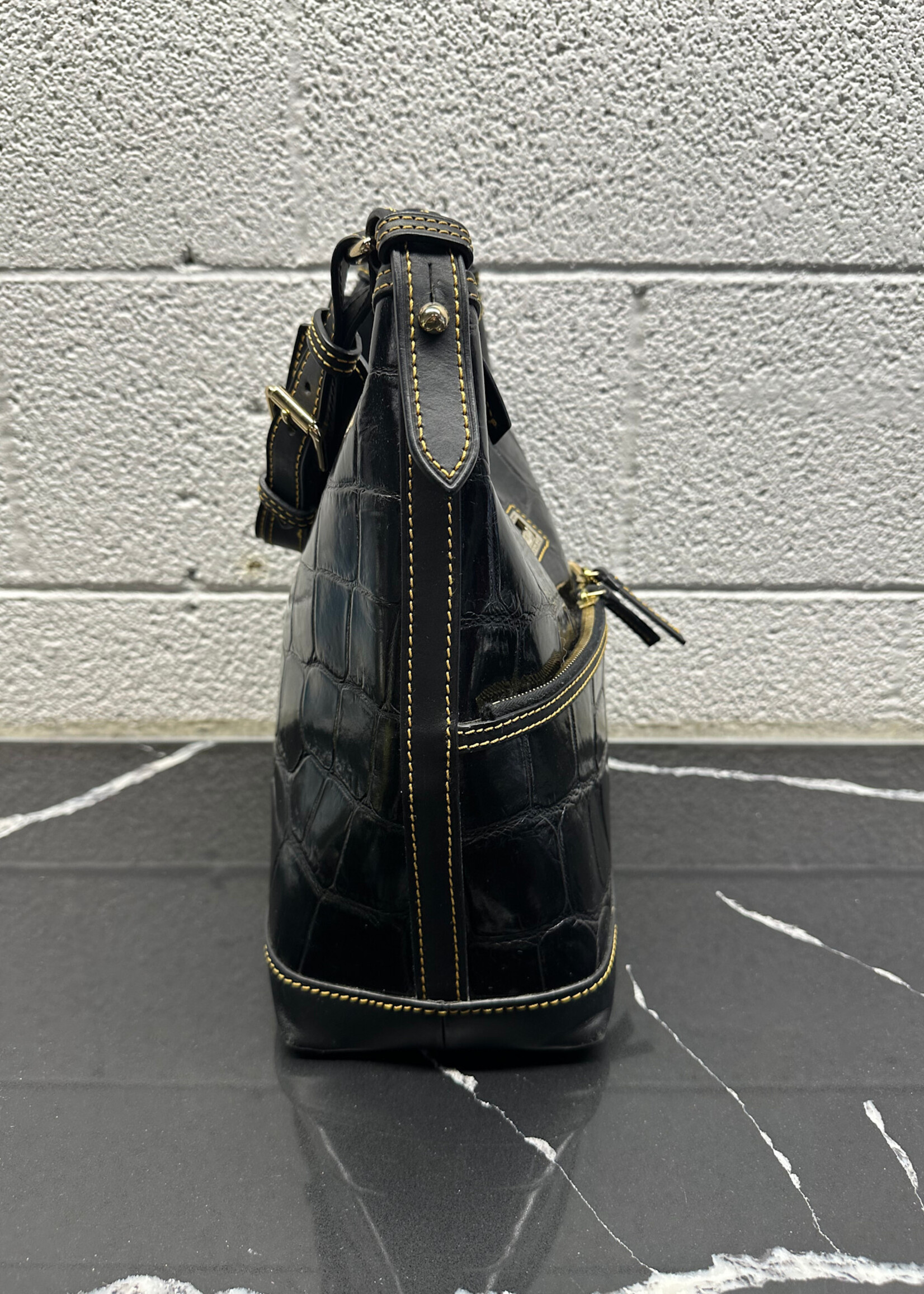 Dooney & Bourke Black Croc Shoulder Bag