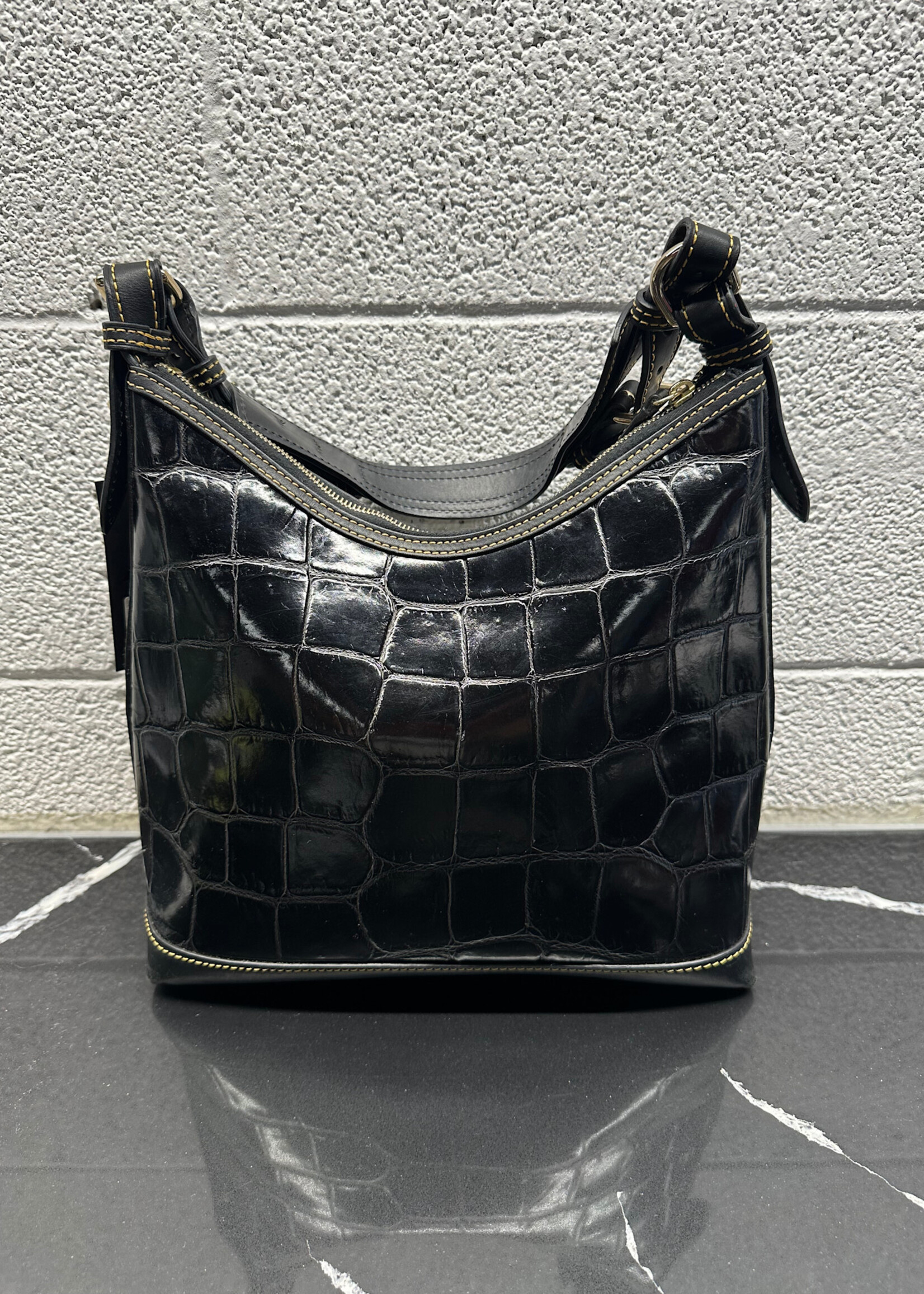 Dooney & Bourke Black Croc Shoulder Bag
