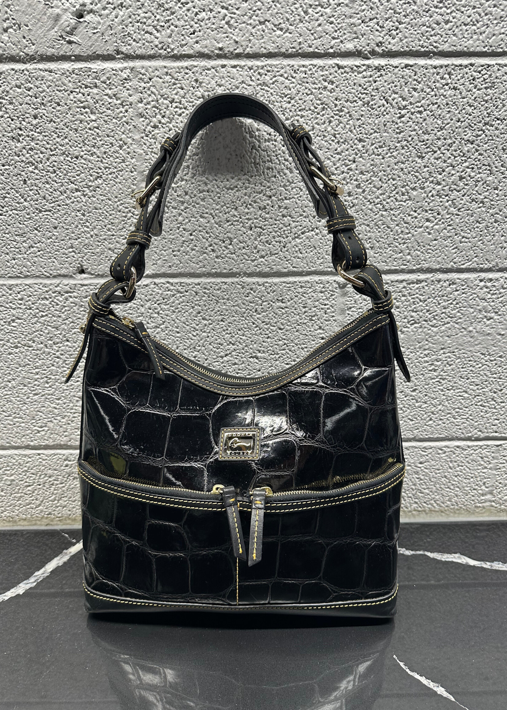 Dooney & Bourke Black Croc Shoulder Bag