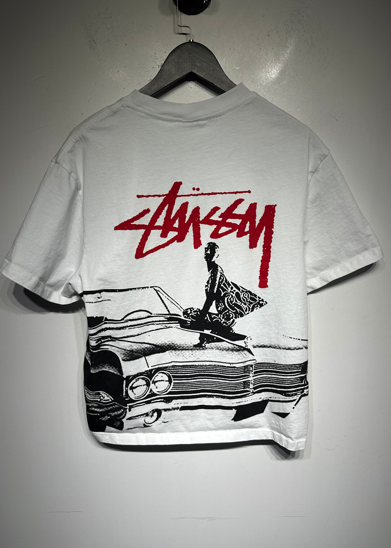 Stussy Large Car Print White Tee S As Is