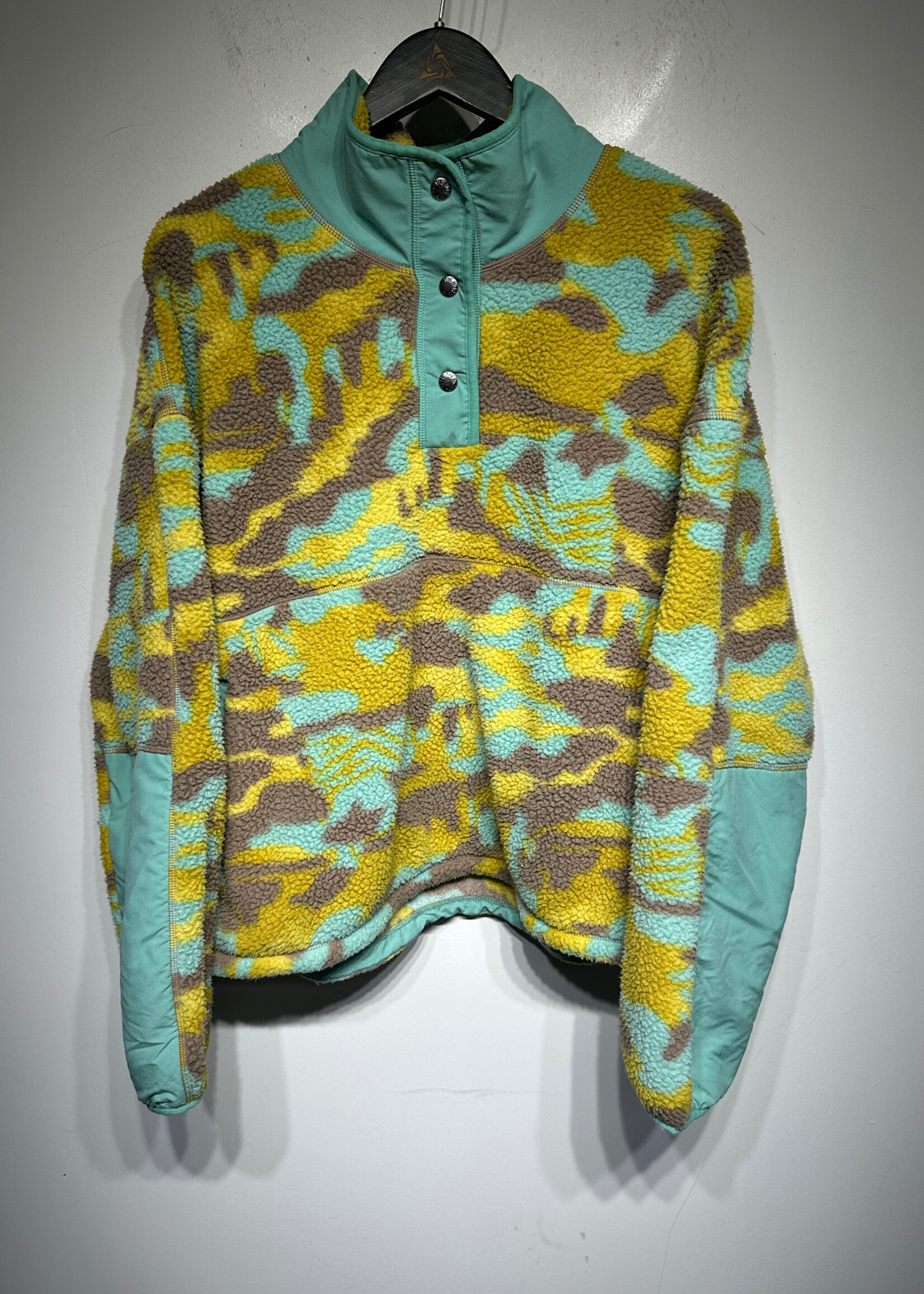 North Face Blue Yellow Sherpa Jacket Fem XL