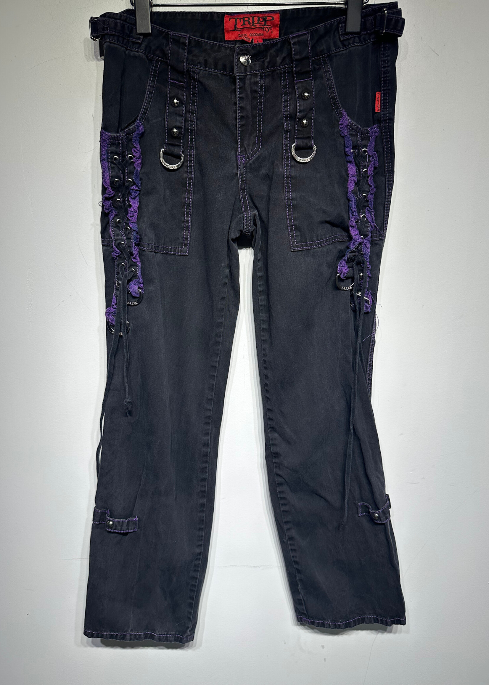 Tripp Black/Purple Bondage Style Pants Fem 29"