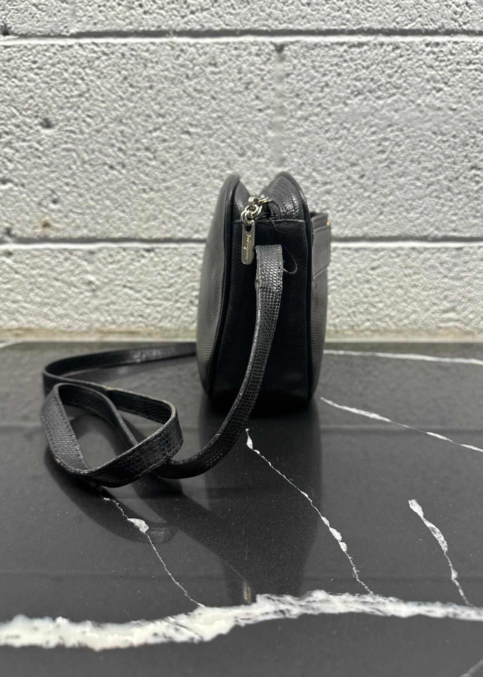 Ferragamo Vintage Black Leather Crossbody As Is