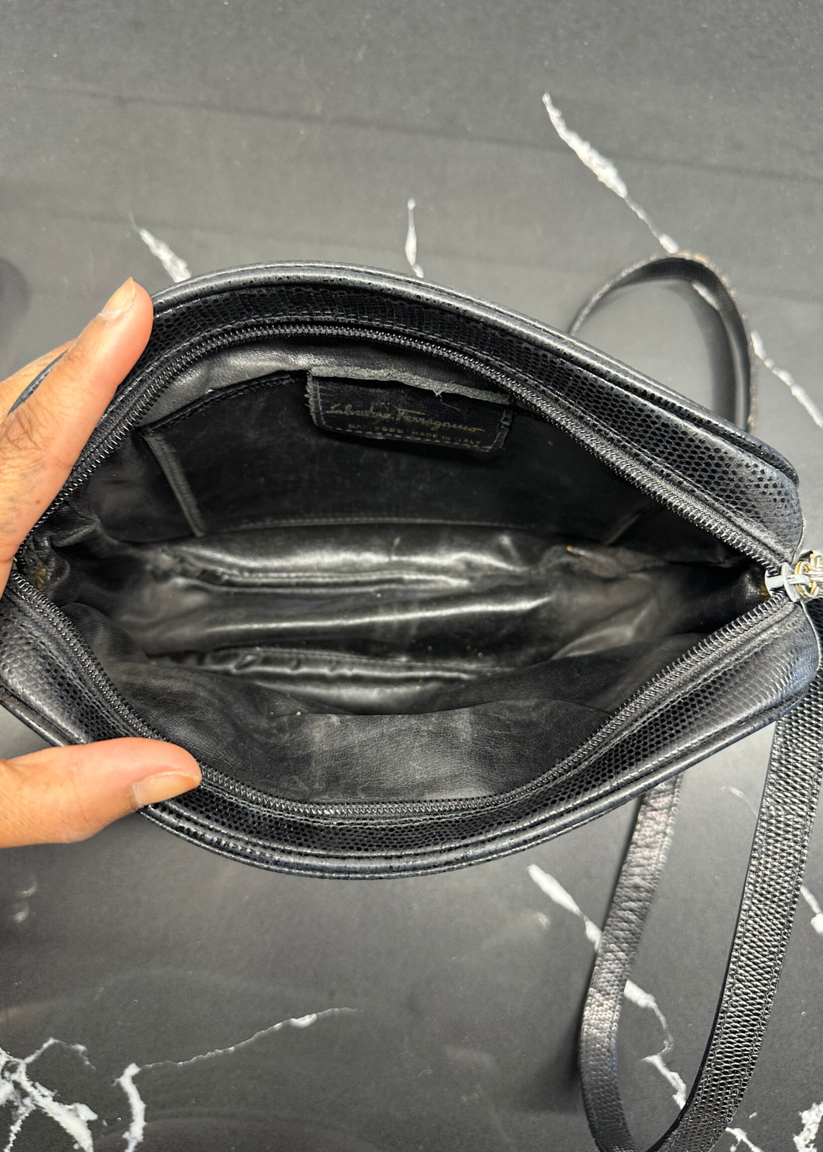 Ferragamo Vintage Black Leather Crossbody As Is