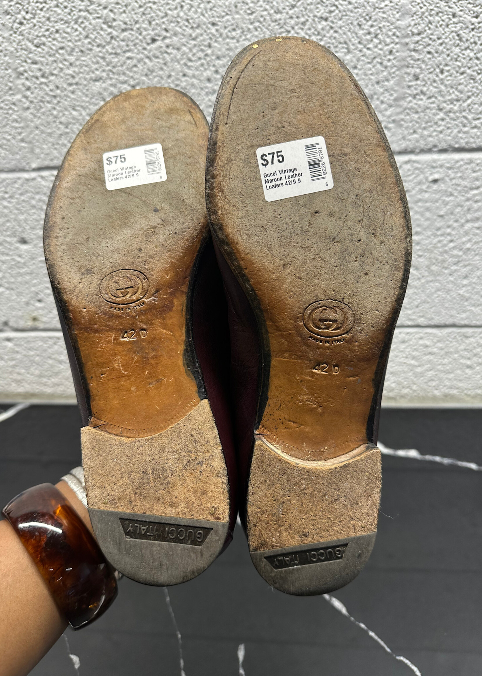 Gucci Vintage Maroon Leather Loafers 42/9