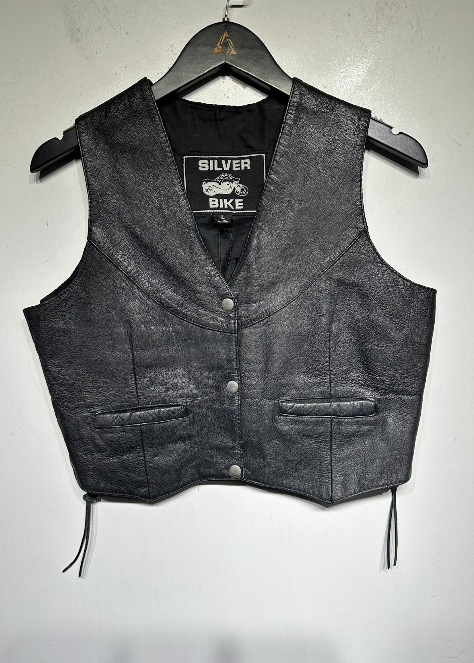 SILVER BIKE LEATHER VEST L FEM
