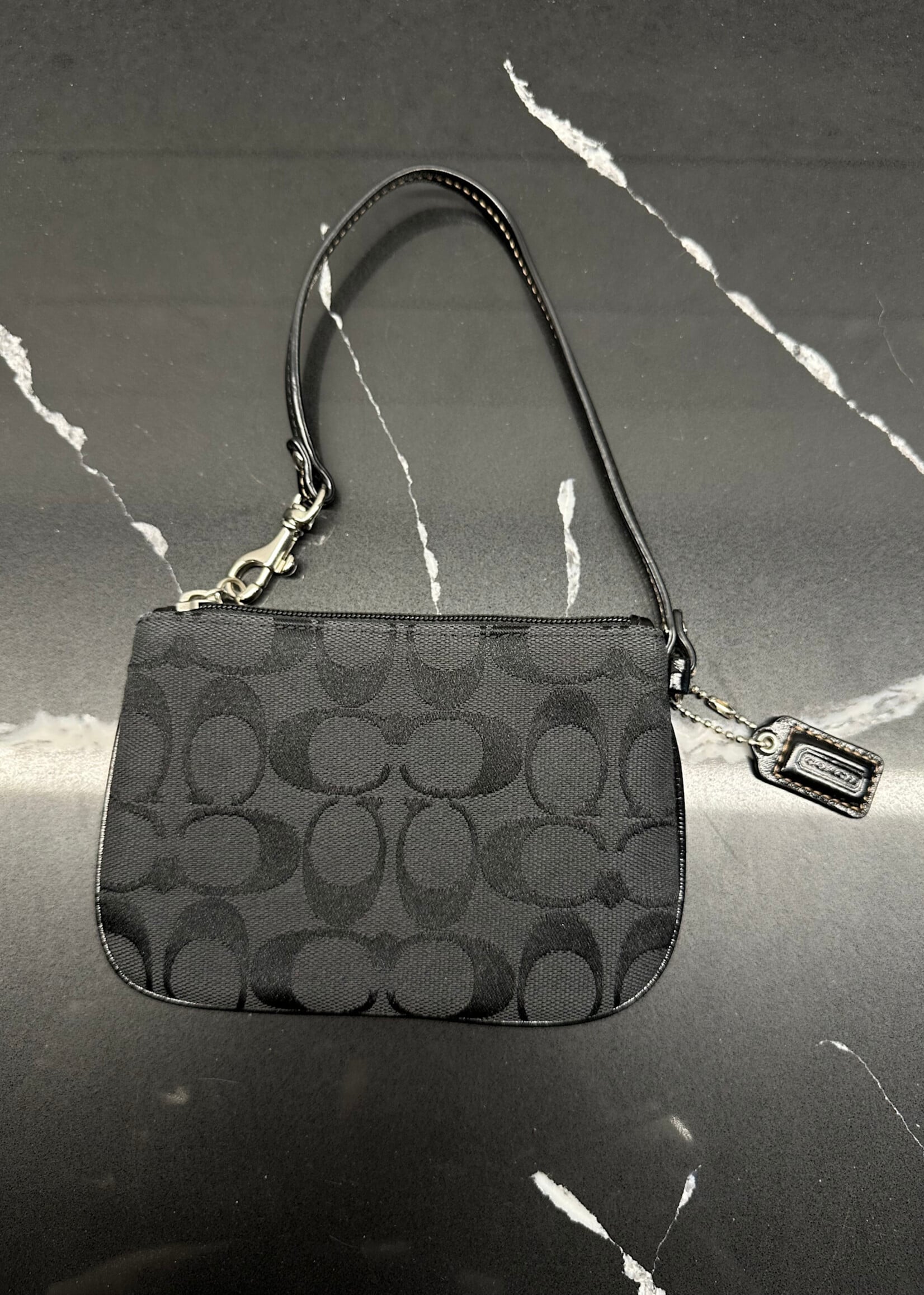 Coach Black Monogram Wristlet OS