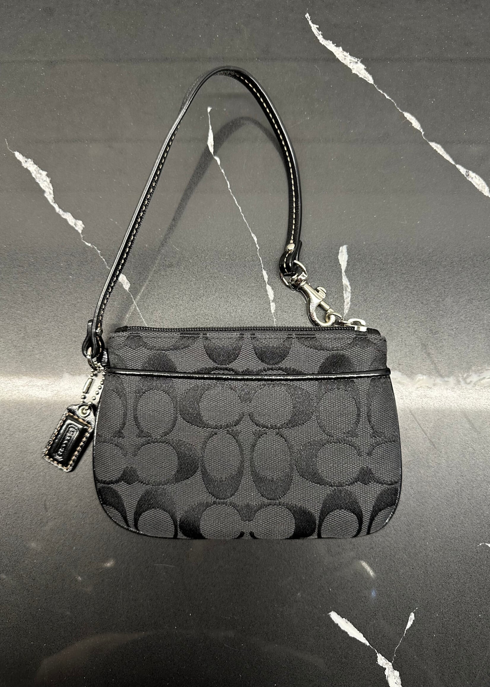 Coach Black Monogram Wristlet OS