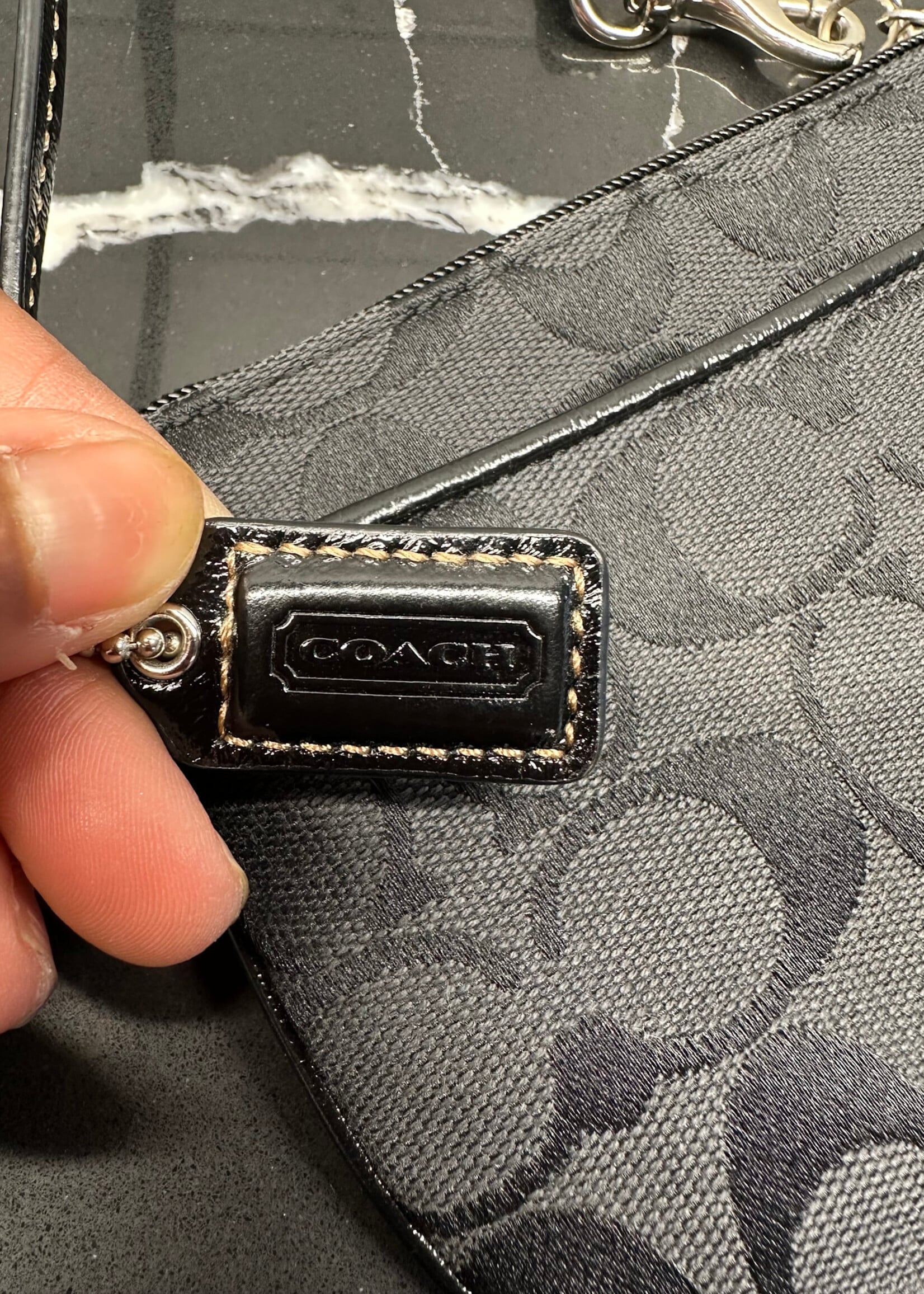 Coach Black Monogram Wristlet OS