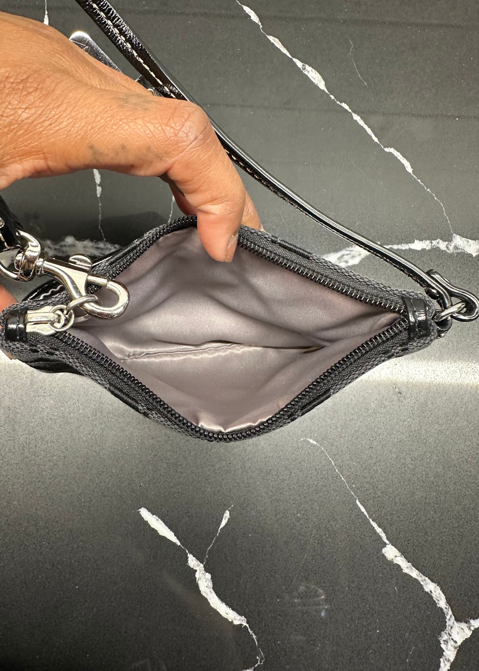 Coach Black Monogram Wristlet OS