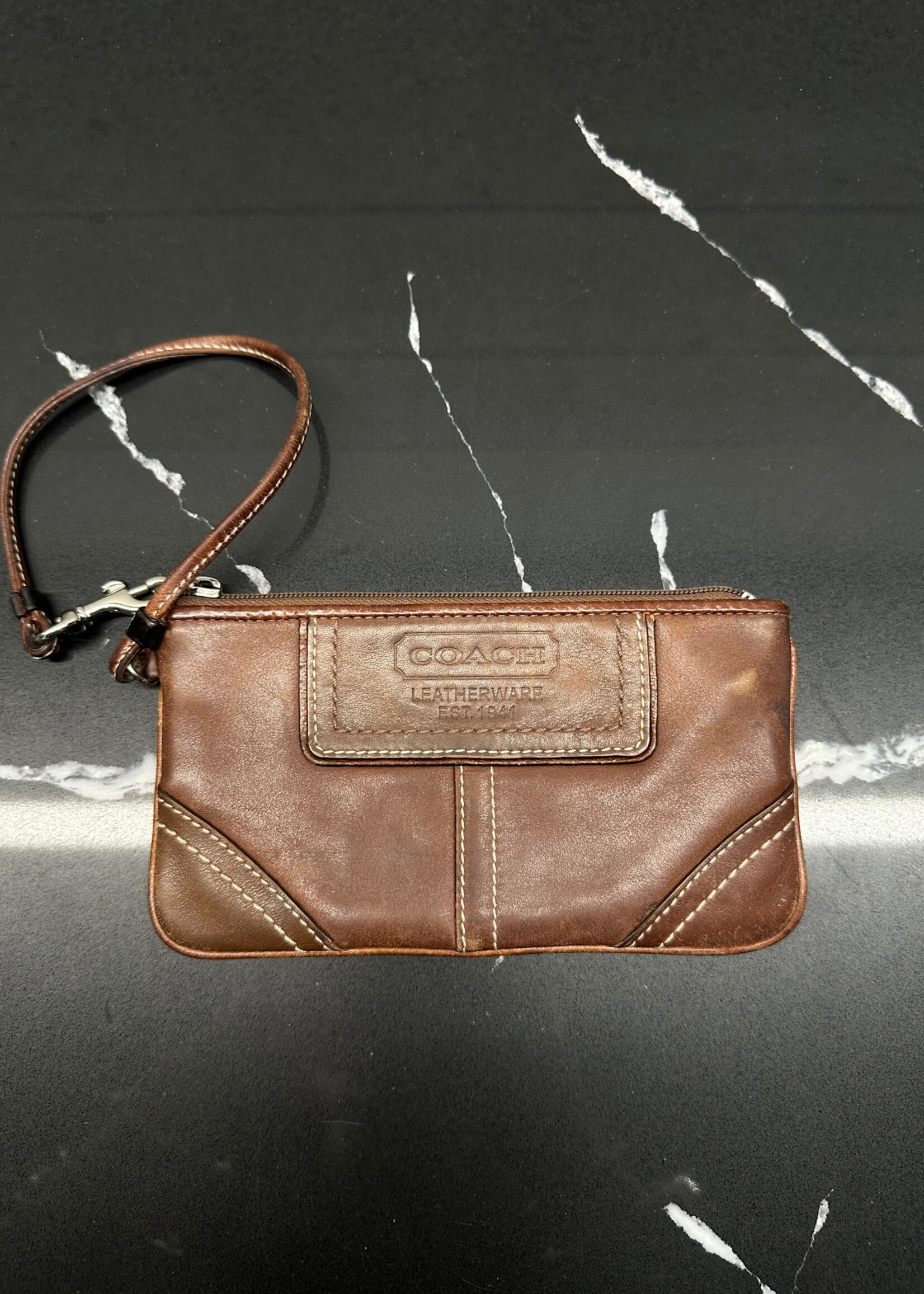 Coach Brown Leather Medium Wristlet Wallet OS