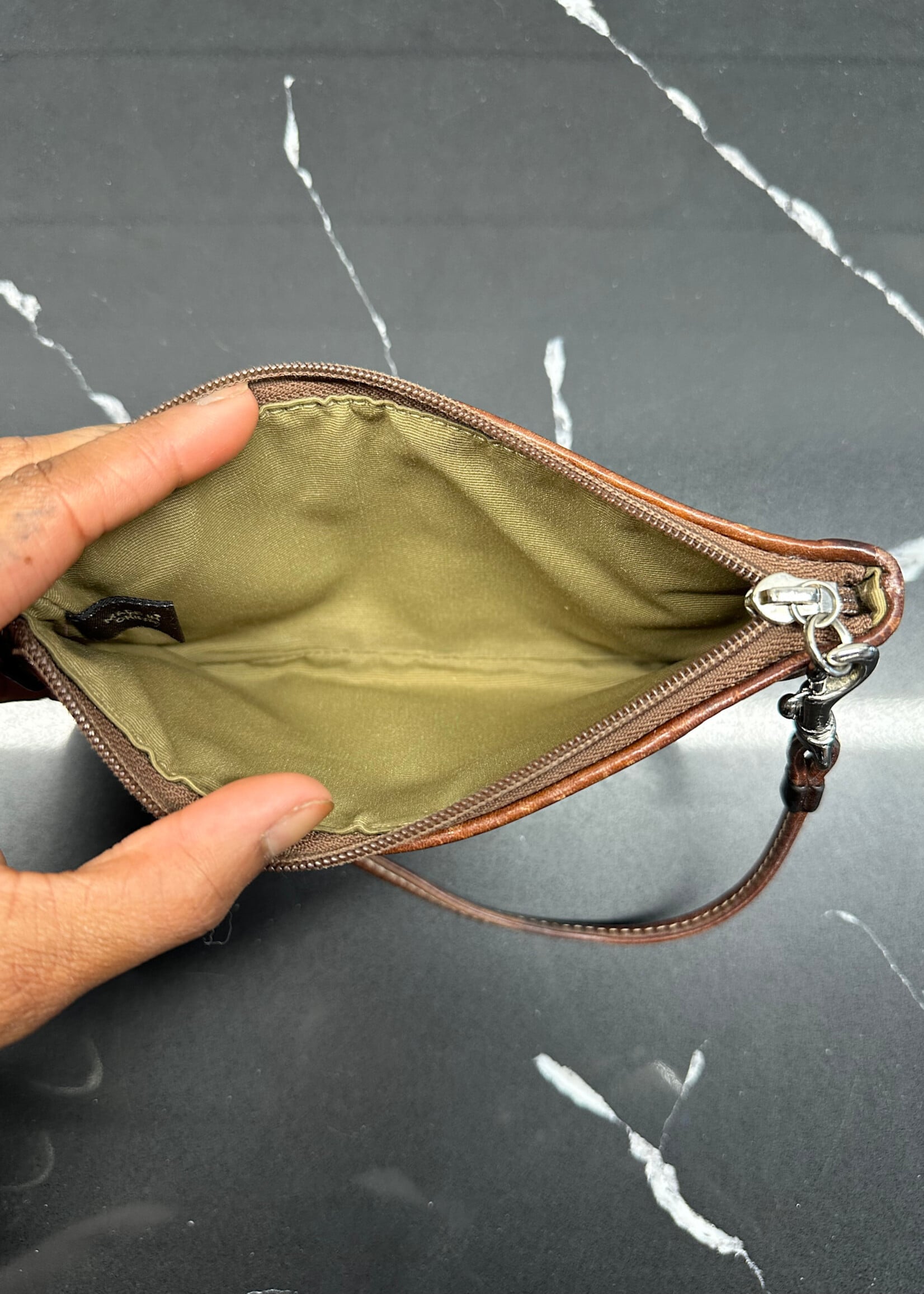 Coach Brown Leather Medium Wristlet Wallet OS