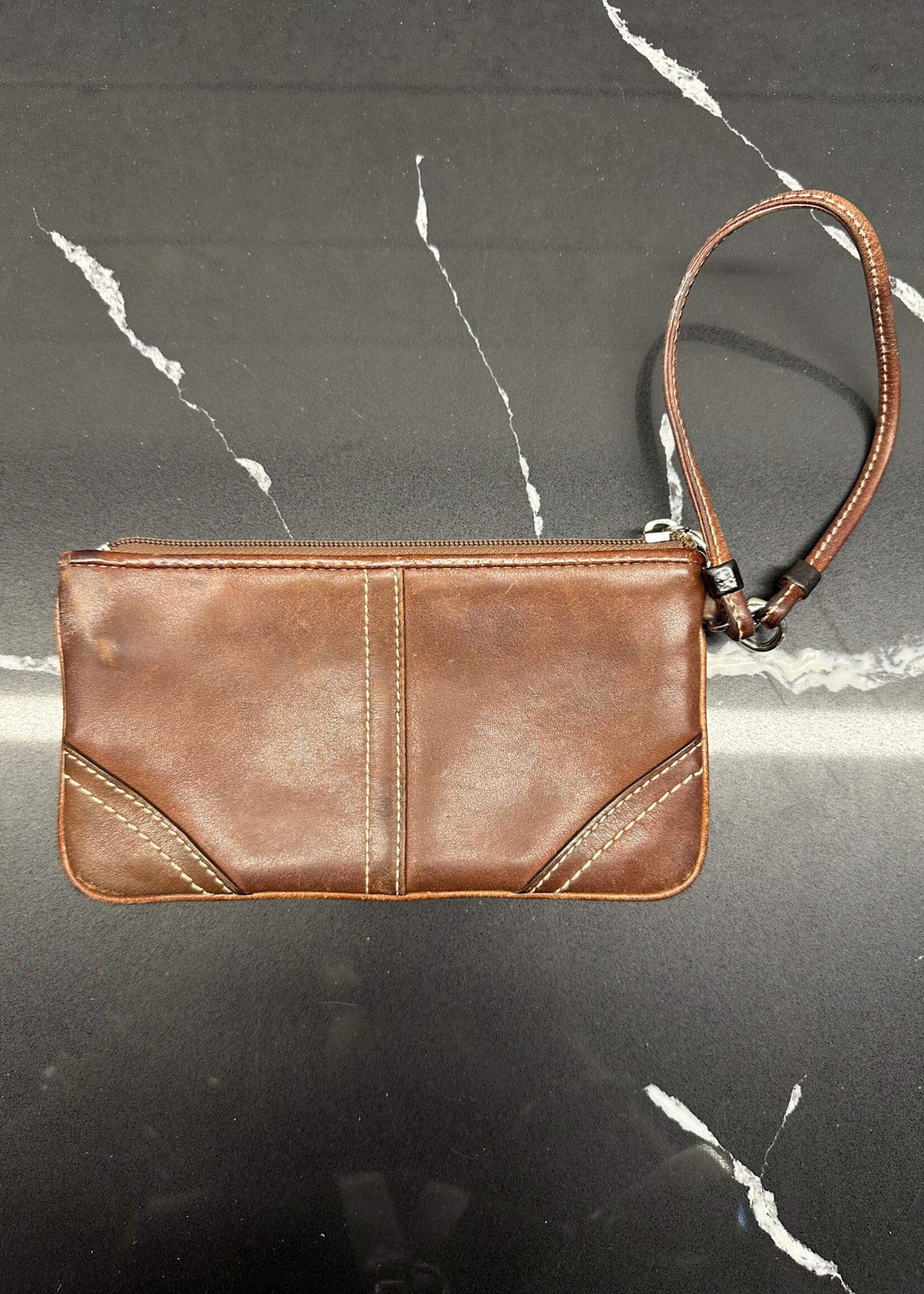 Coach Brown Leather Medium Wristlet Wallet OS
