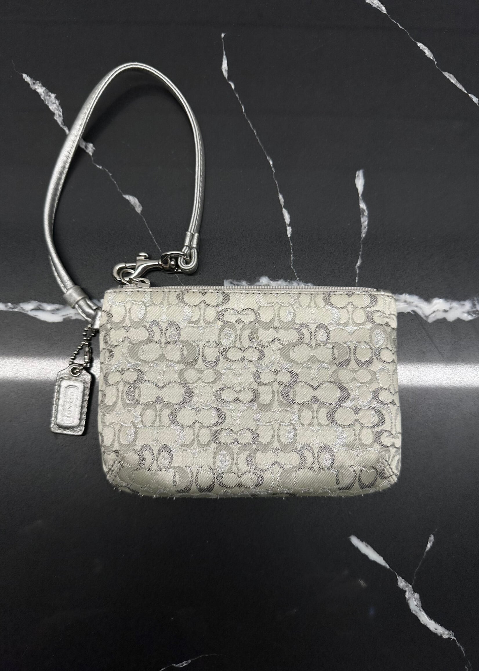 Coach White Y2K Monogram Wristlet OS