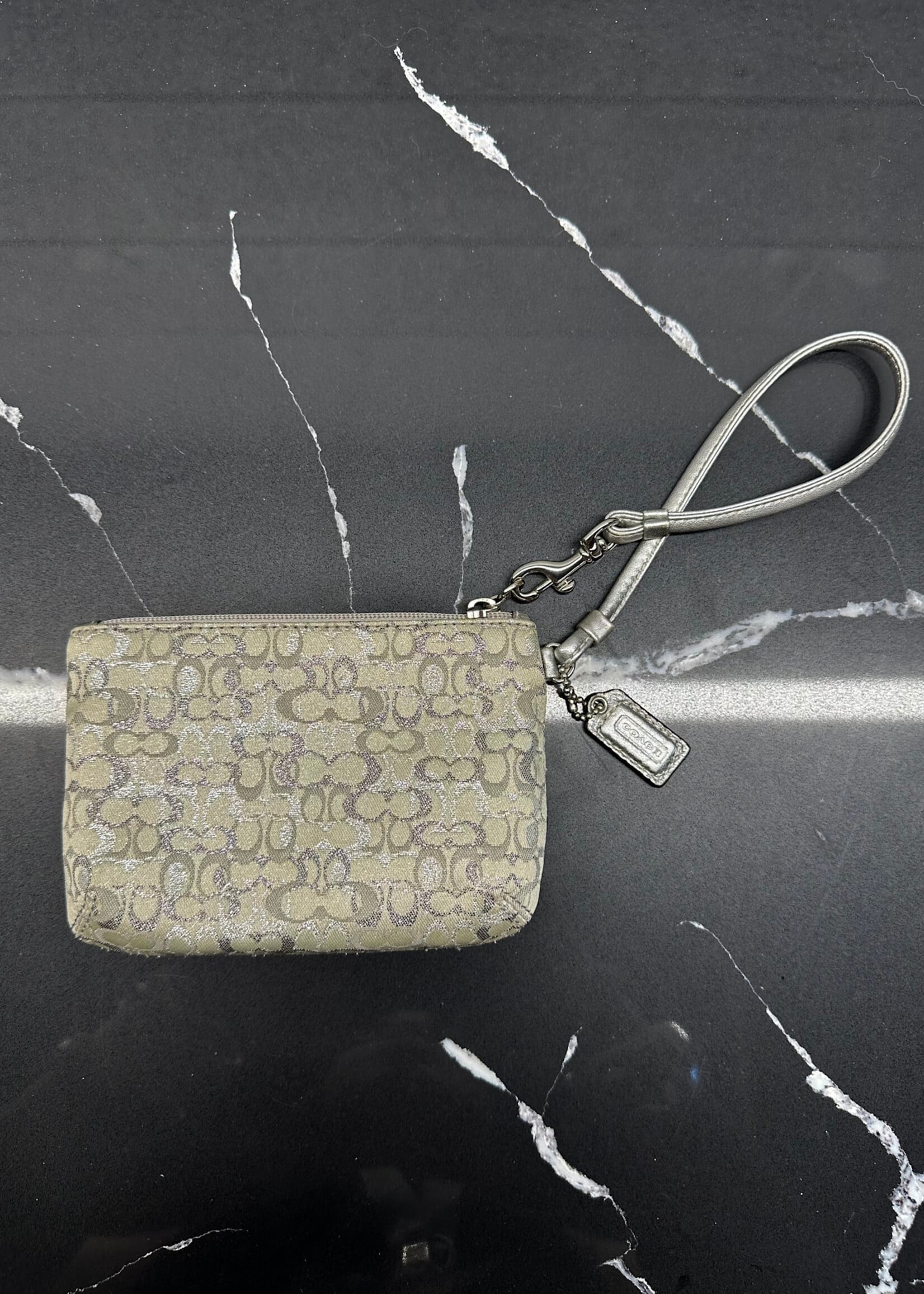 Coach White Y2K Monogram Wristlet OS
