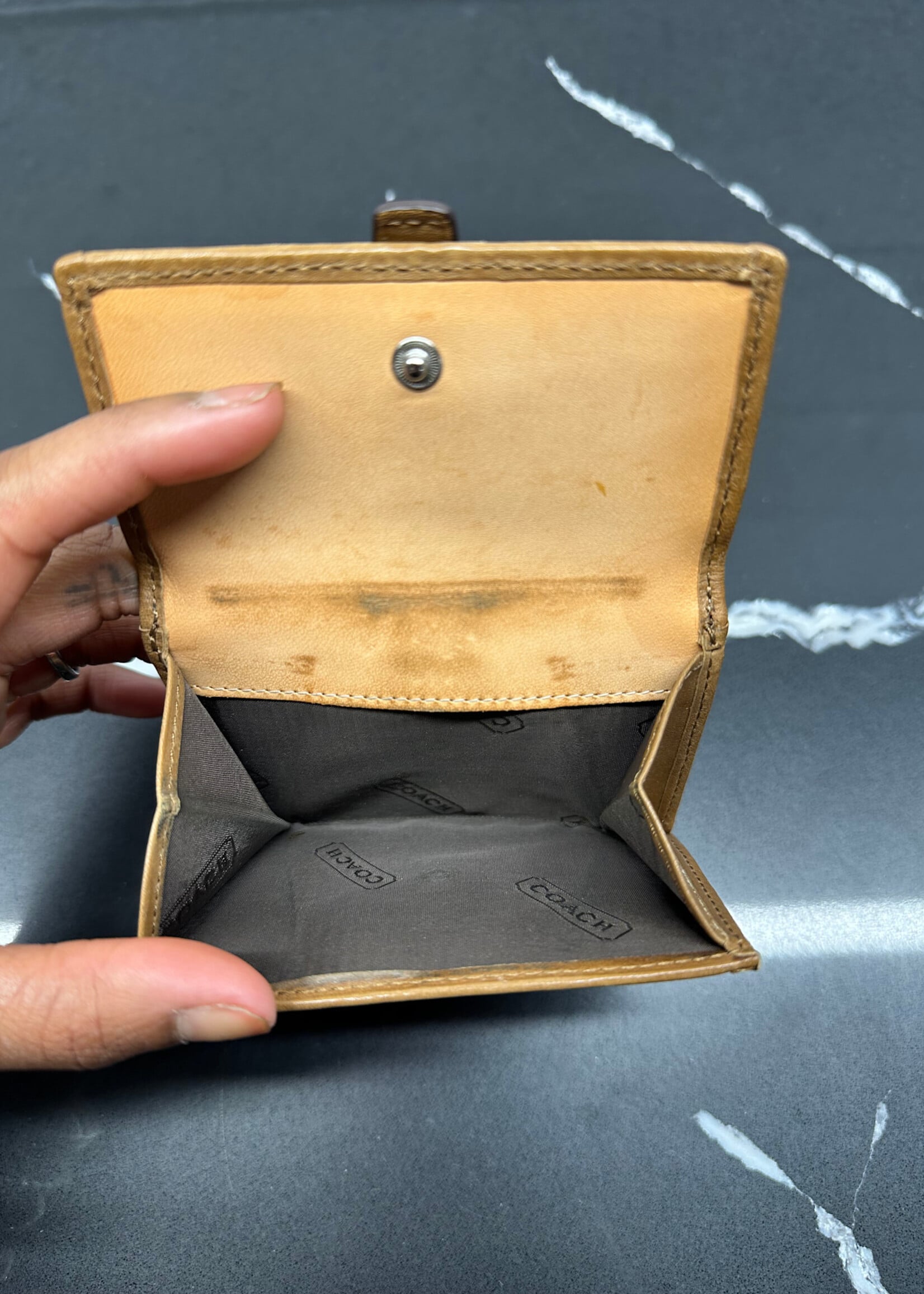 Coach Beige Y2K Monogram Wallet Holder OS