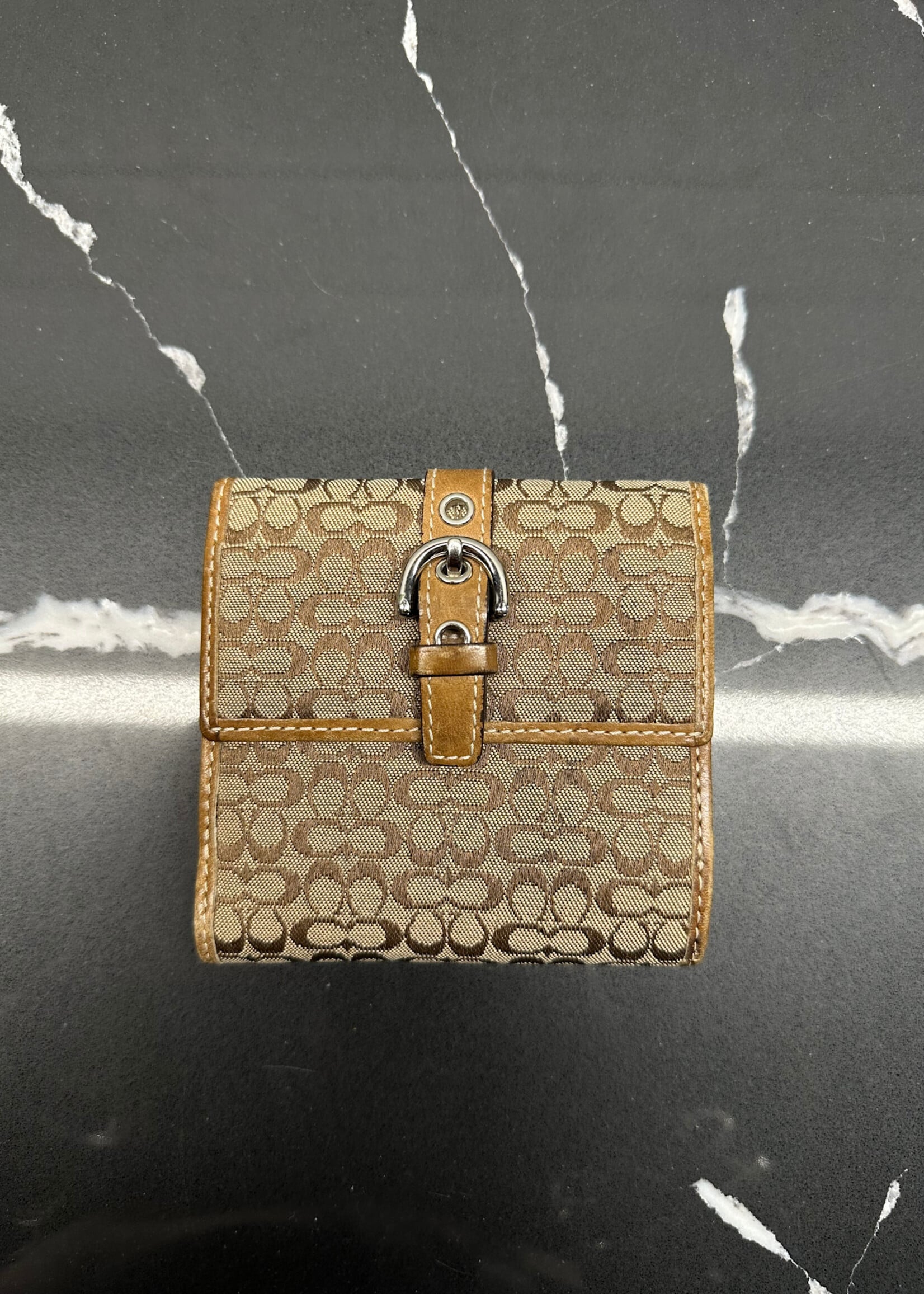 Coach Beige Y2K Monogram Wallet Holder OS