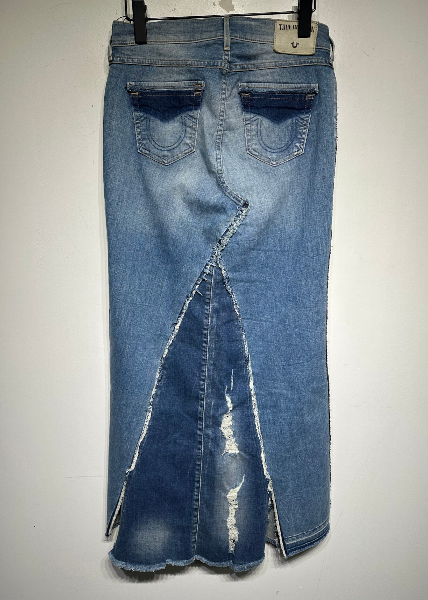 True Religion Patchwork Maxi Denim Skirt 25