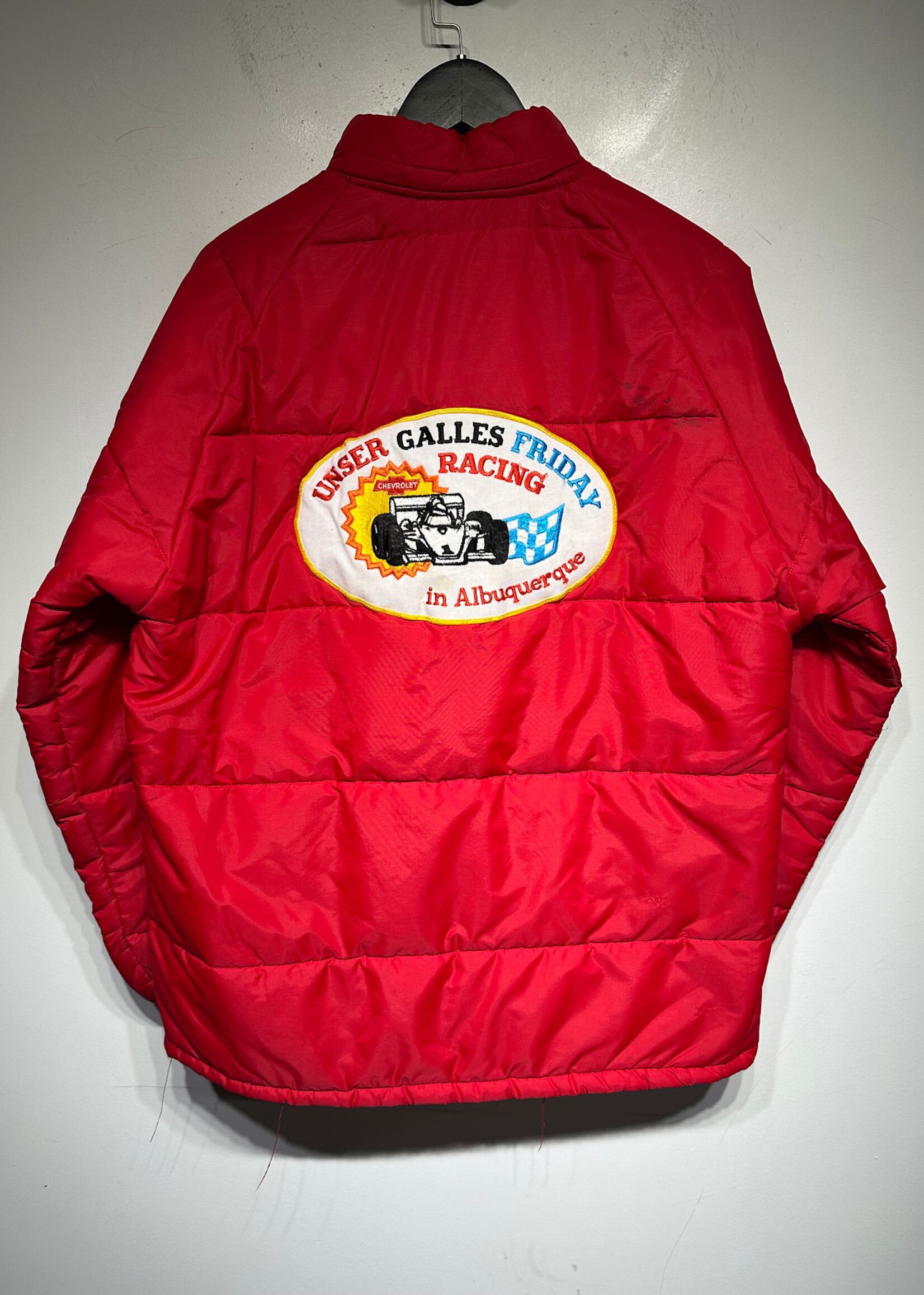 Swingter Goodyear Patch Red Puffer Jacket L AS IS