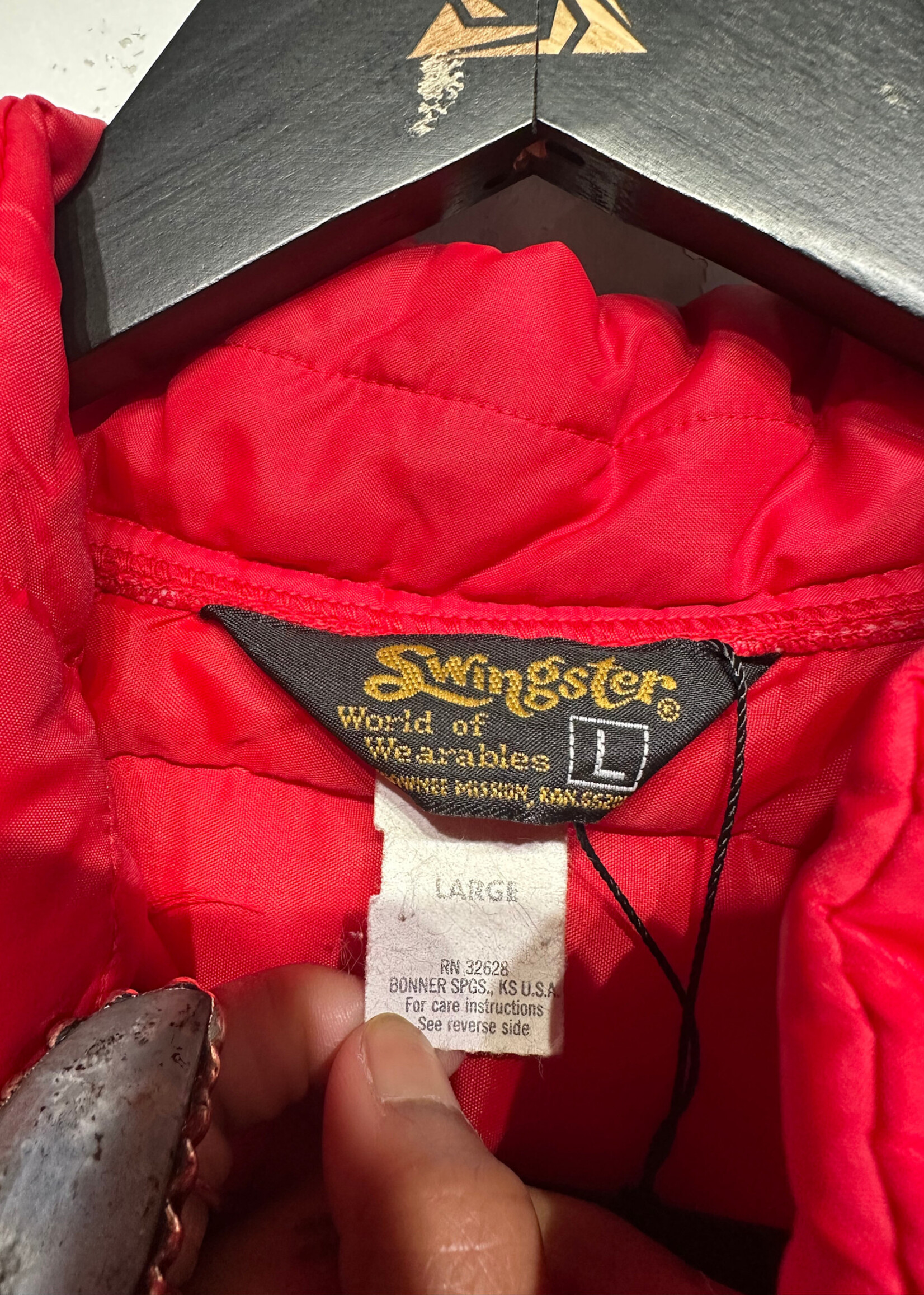 Swingter Goodyear Patch Red Puffer Jacket L AS IS