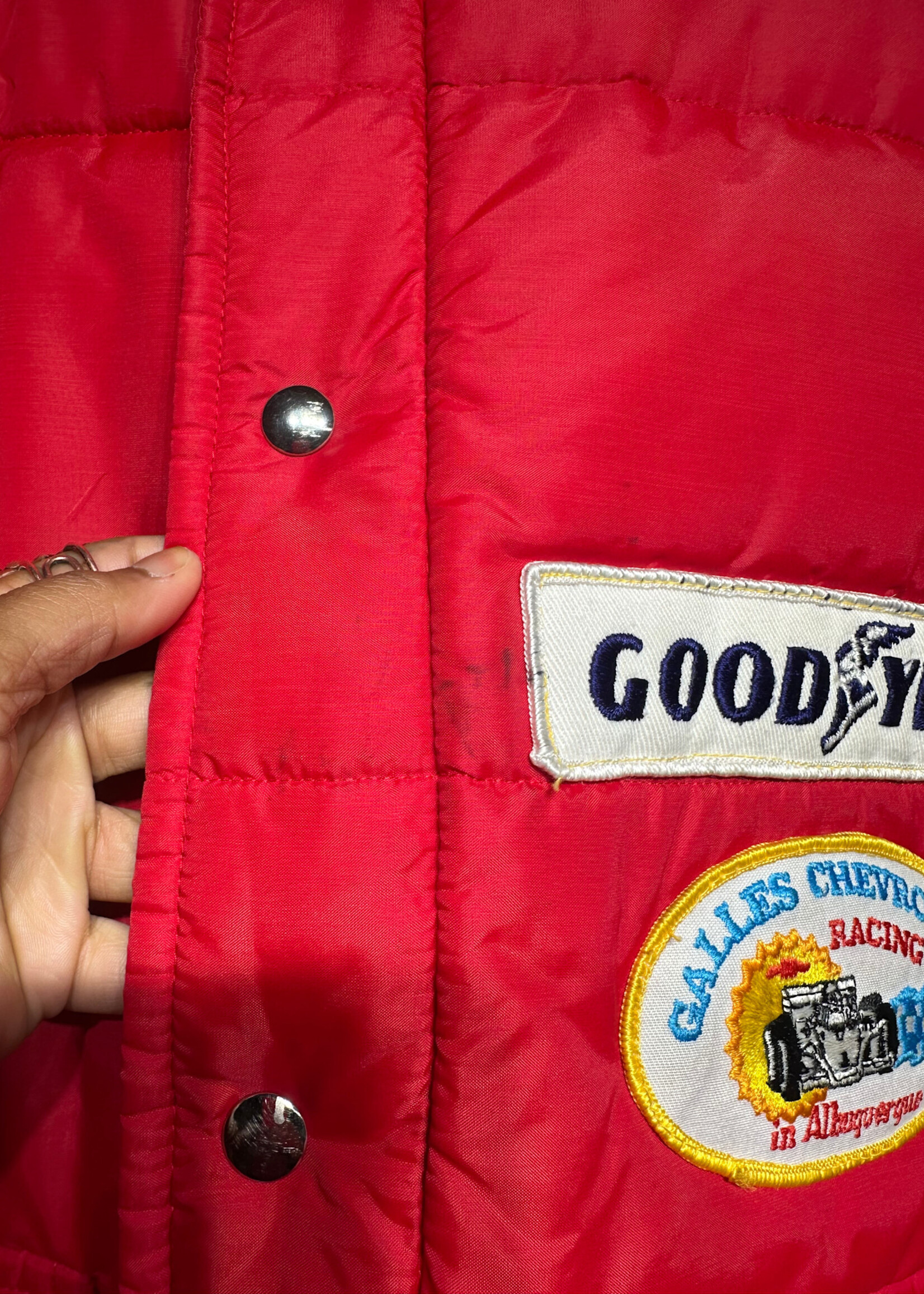 Swingter Goodyear Patch Red Puffer Jacket L AS IS